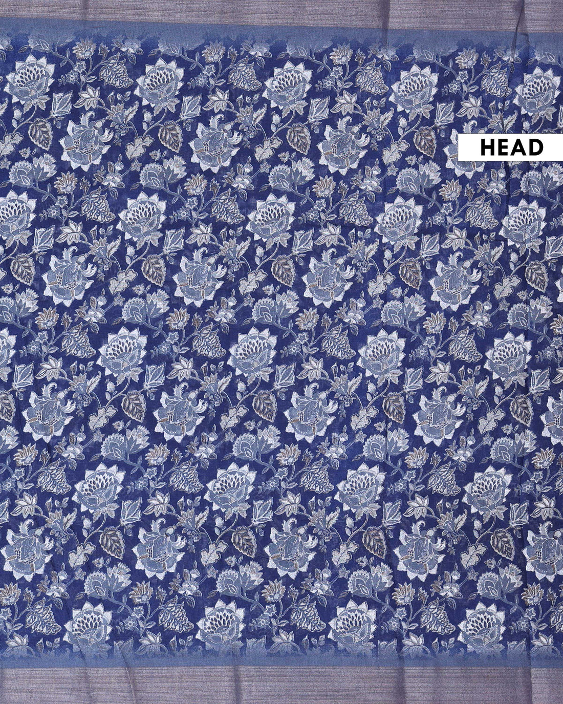 Elegant Dola Silk Saree with Intricate Floral Woven Motifs and Elegant Zari Border - Navy Blue