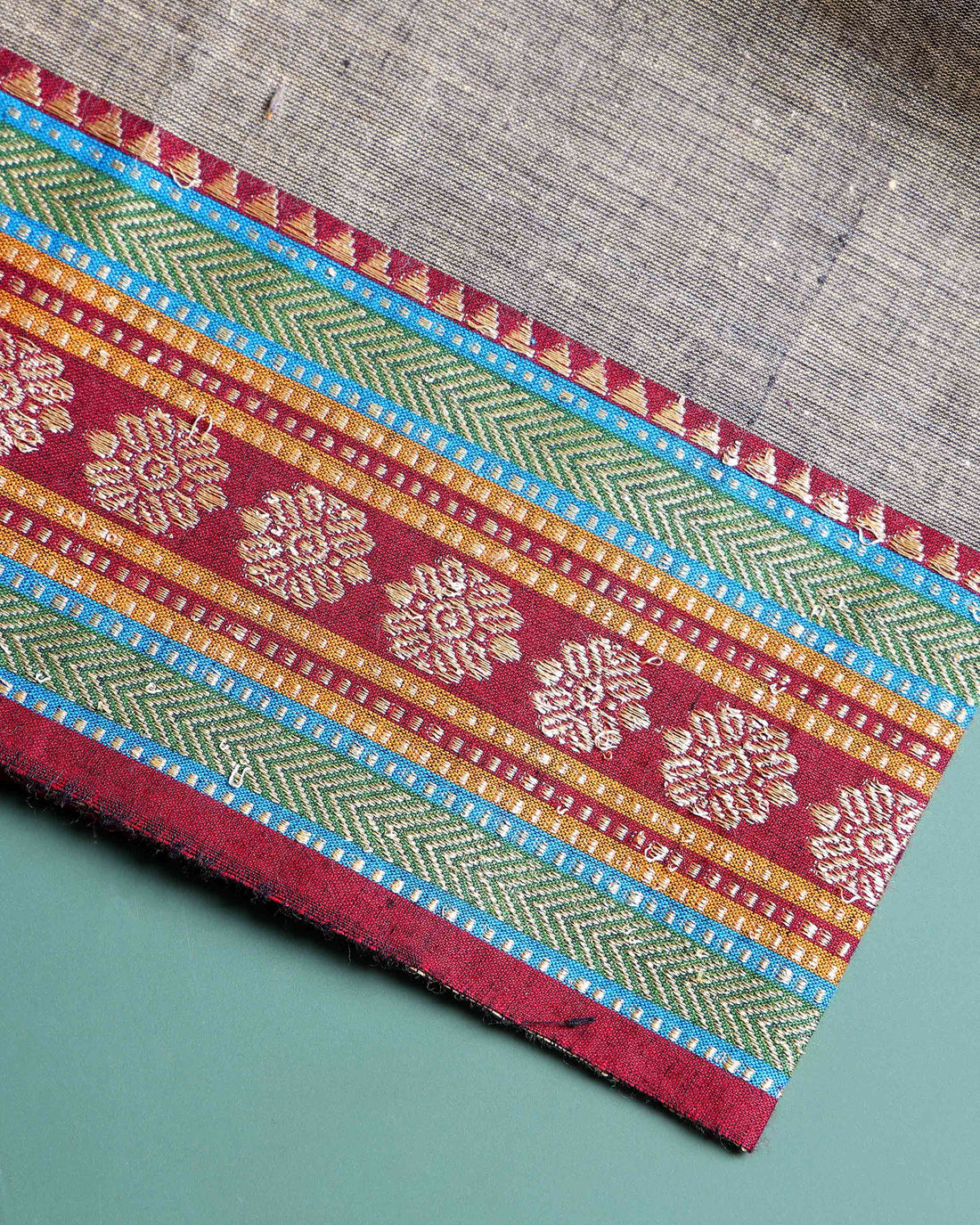 Handloom Unstitched Blouse Material with Zari Border -Grey