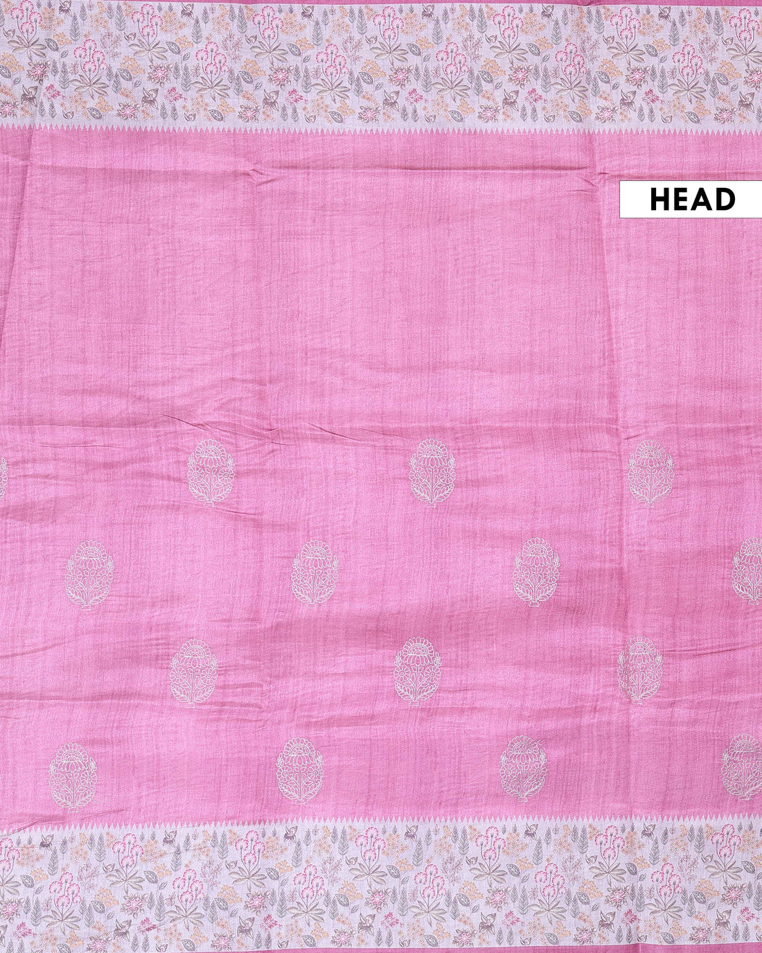 Elegant Semi Tussar Floral Embroided Saree with a Classic Self Floral Border - Pink