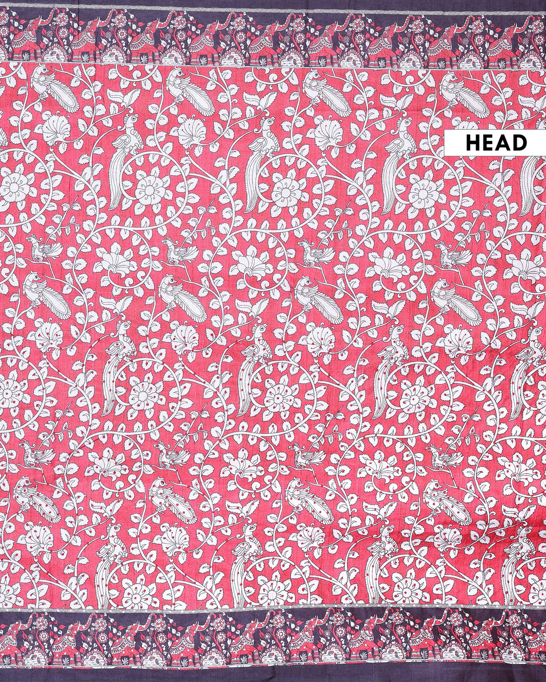 Classic Semi Tussar Kalamkari Inspired Knot Work Saree with a Classic Self Border - Red