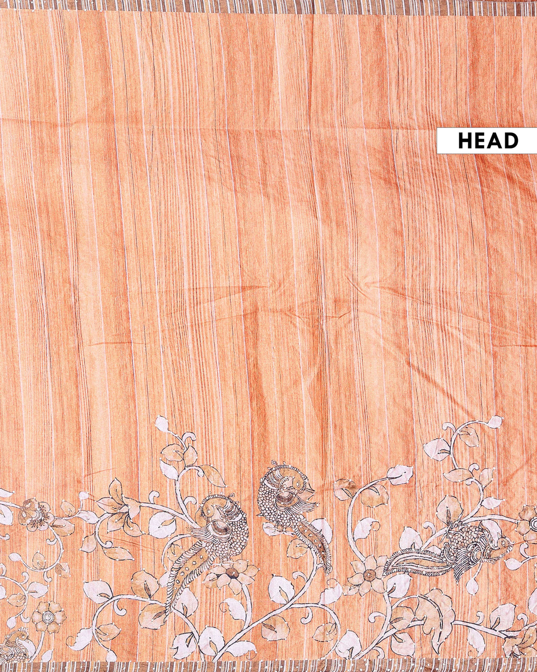 Elegant Semi Tussar Kalamkari Inspired Knot Work Saree with a Classic Self Border - Orange