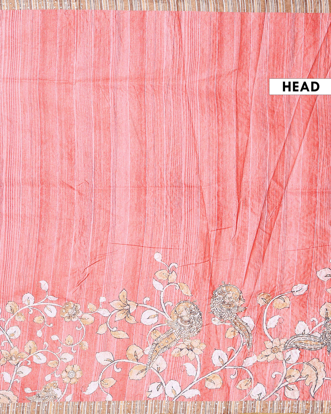 Elegant Semi Tussar Kalamkari Inspired Knot Work Saree with a Classic Self Border - Peach