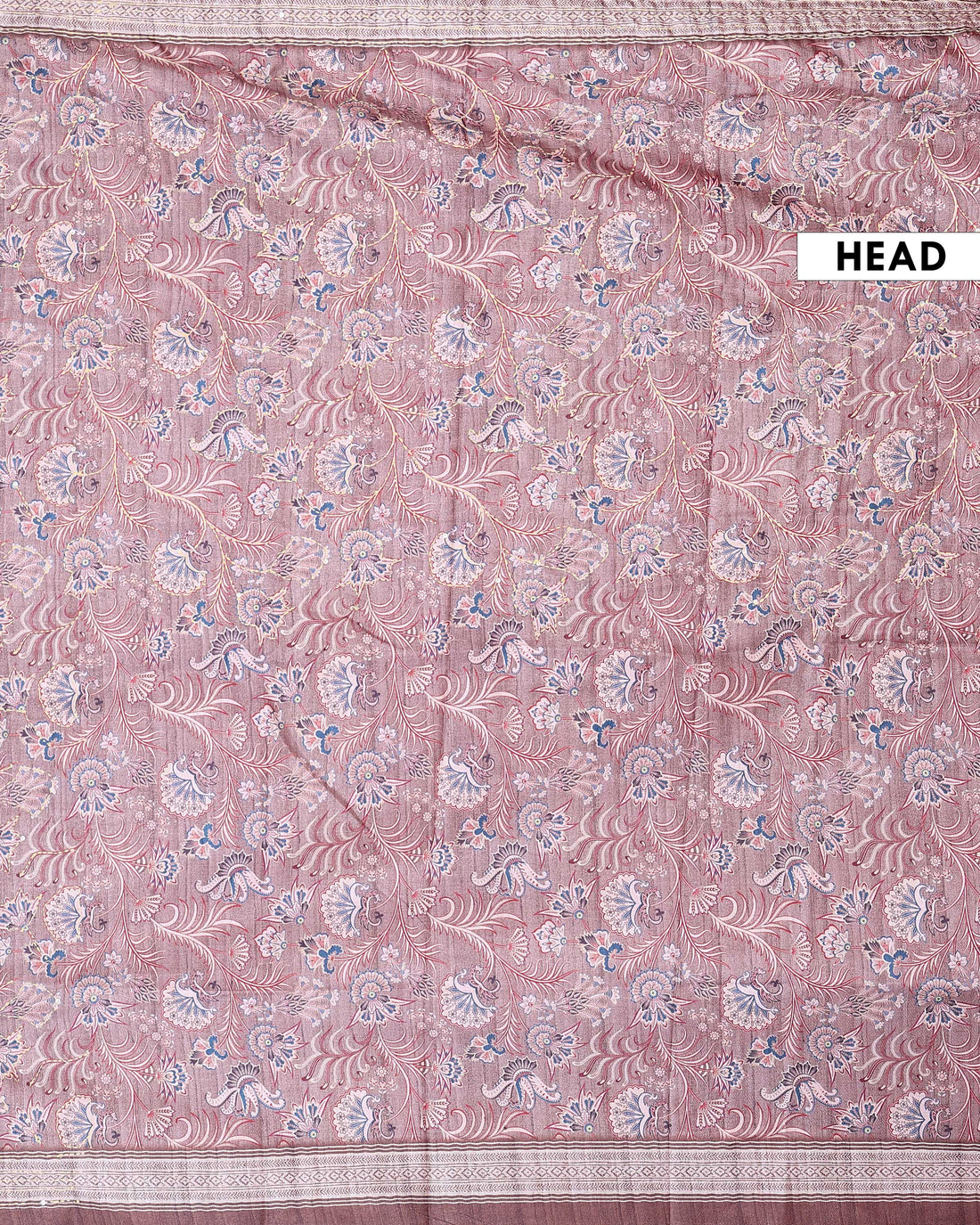 Elegant Semi Tussar Saree with All Over Floral Vine Print and Intricately Woven Traditional Border - Brown