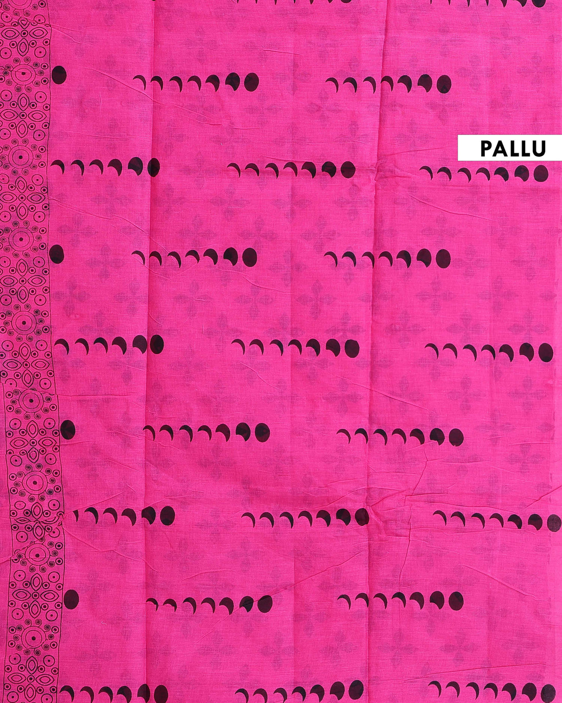 Traditional Hand Block Printed Mul Mul Cotton Saree with Floral Border - Pink