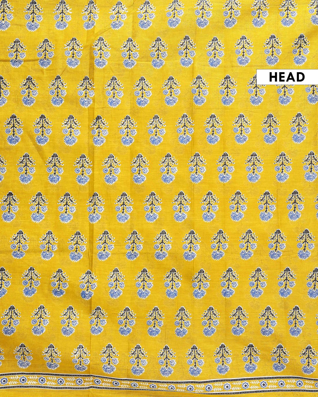 Traditional Hand Block Printed Mulmul Cotton Saree with Floral Motif - Yellow