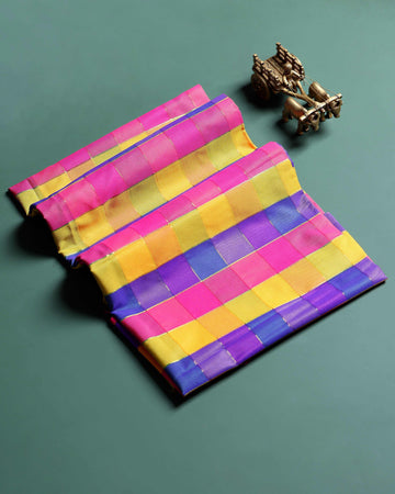 Women's Elegant Checked 1 Meter Blouse Material with Soft Finish - Multi