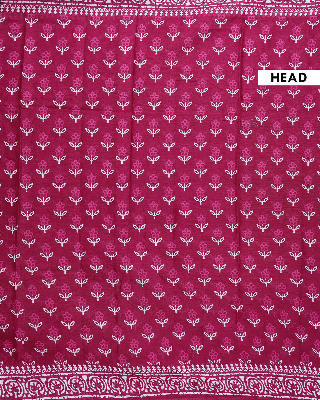 Traditional Mul Mul Cotton Saree with Intricate Border and Hand Block Print - Dark Pink