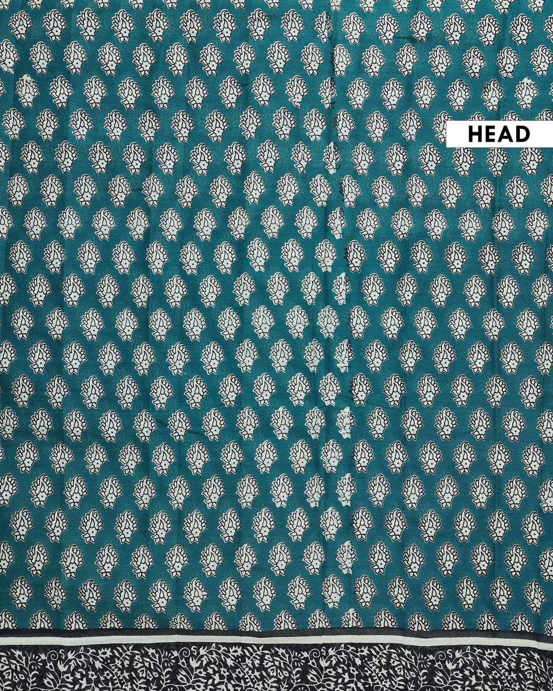 Traditional Mulmul Cotton Saree with Intricate Block Print Border - Green