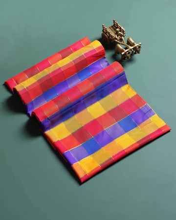 Women's Elegant Checked 1 Meter Blouse Material with Soft Finish - Multi