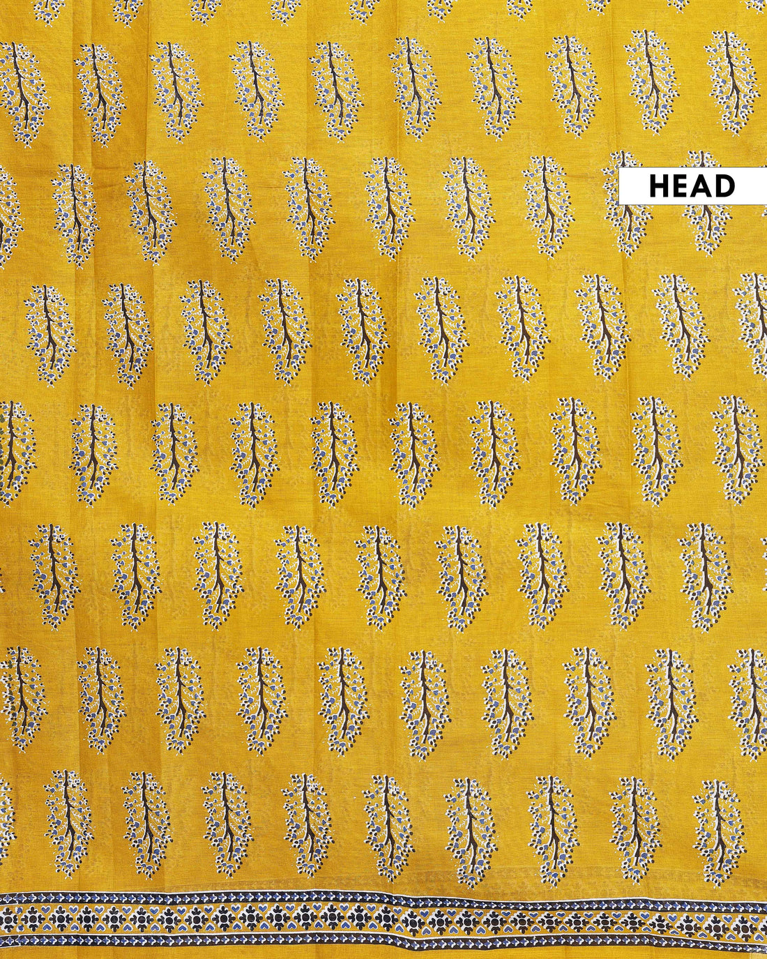 Traditional Hand-Block Printed Mul Mul Cotton Saree with Intricate Border - Yellow