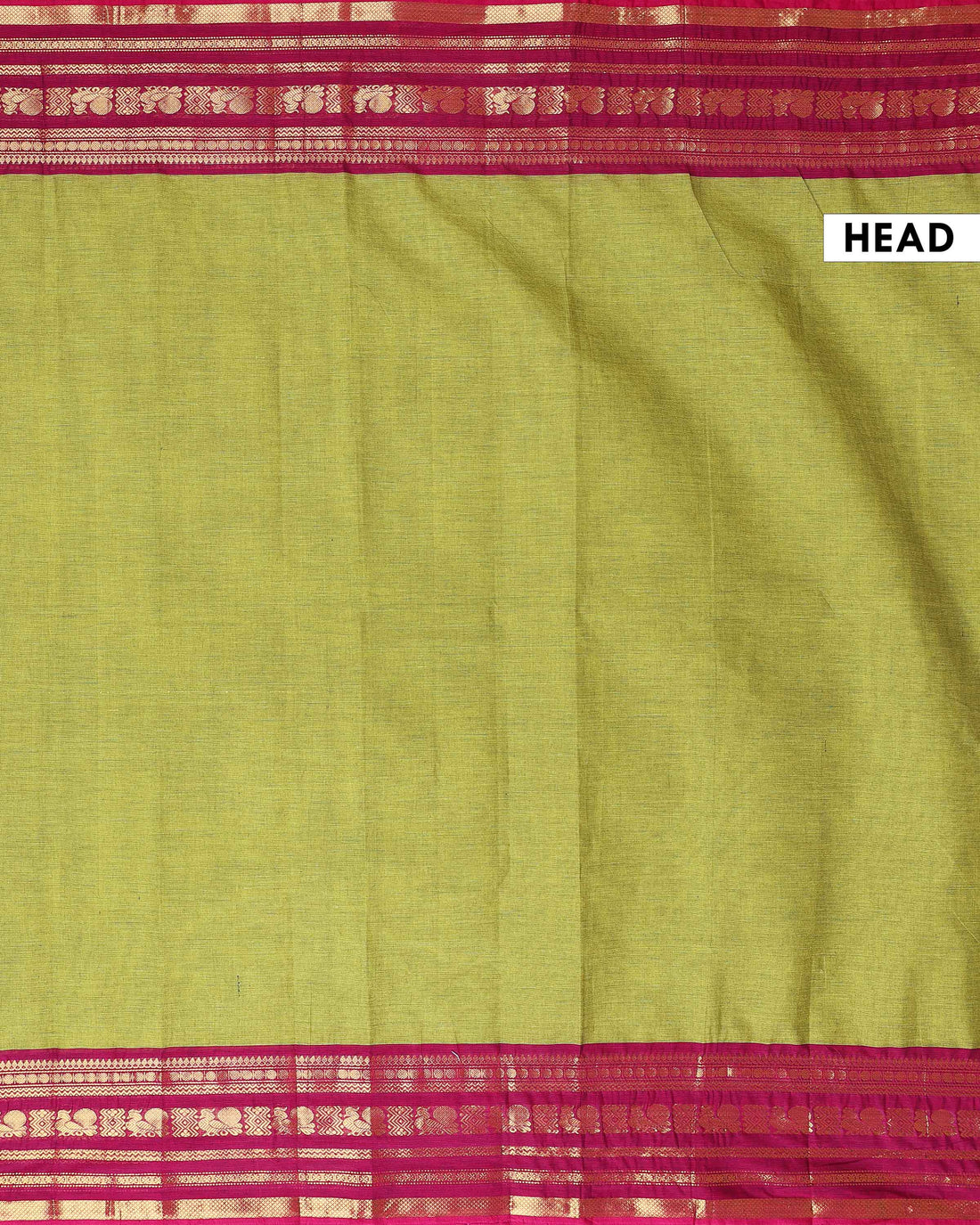 Traditional Handloom Kanchi Cotton Saree with Traditional Zari Border - Green