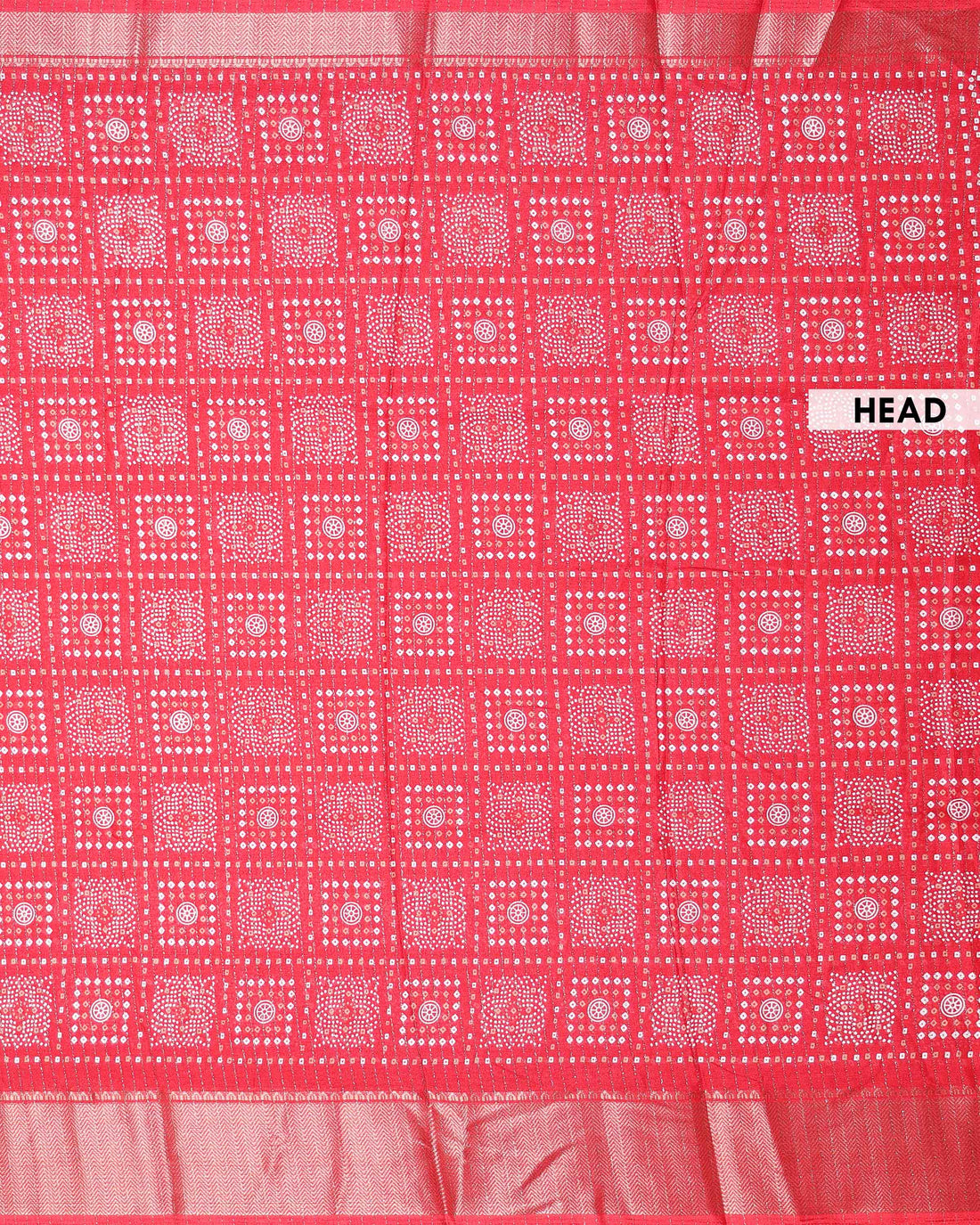 Elegant Graceful Dola Silk Saree with Intricate Square Motif and Decorative Border - Red