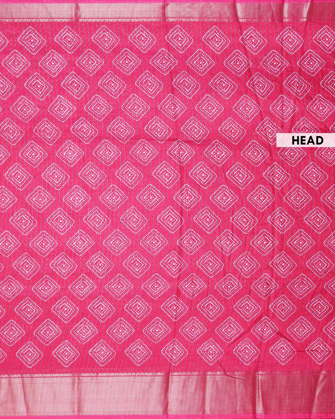 Elegant Dola Silk Saree with Geometric Diamond Motif and Decorative Border - Pink