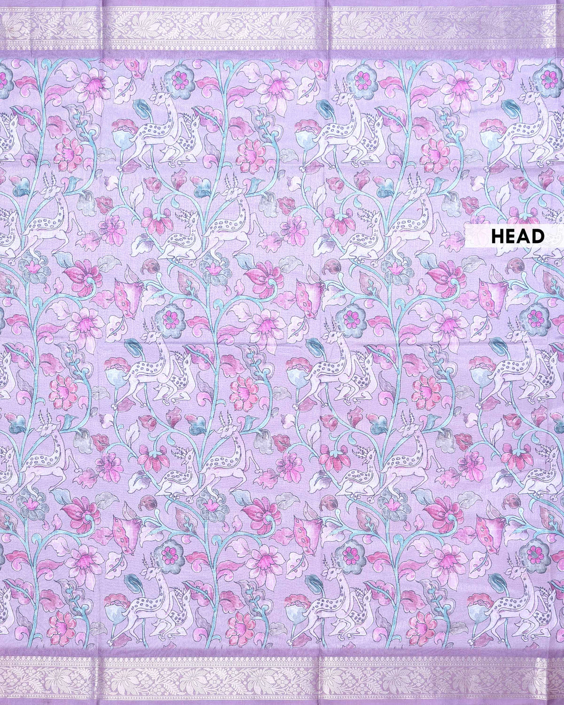 Elegant Dola Silk Saree with Ornamental Wildlife and Floral Trail Weaving and Zari Border - Light Lavender