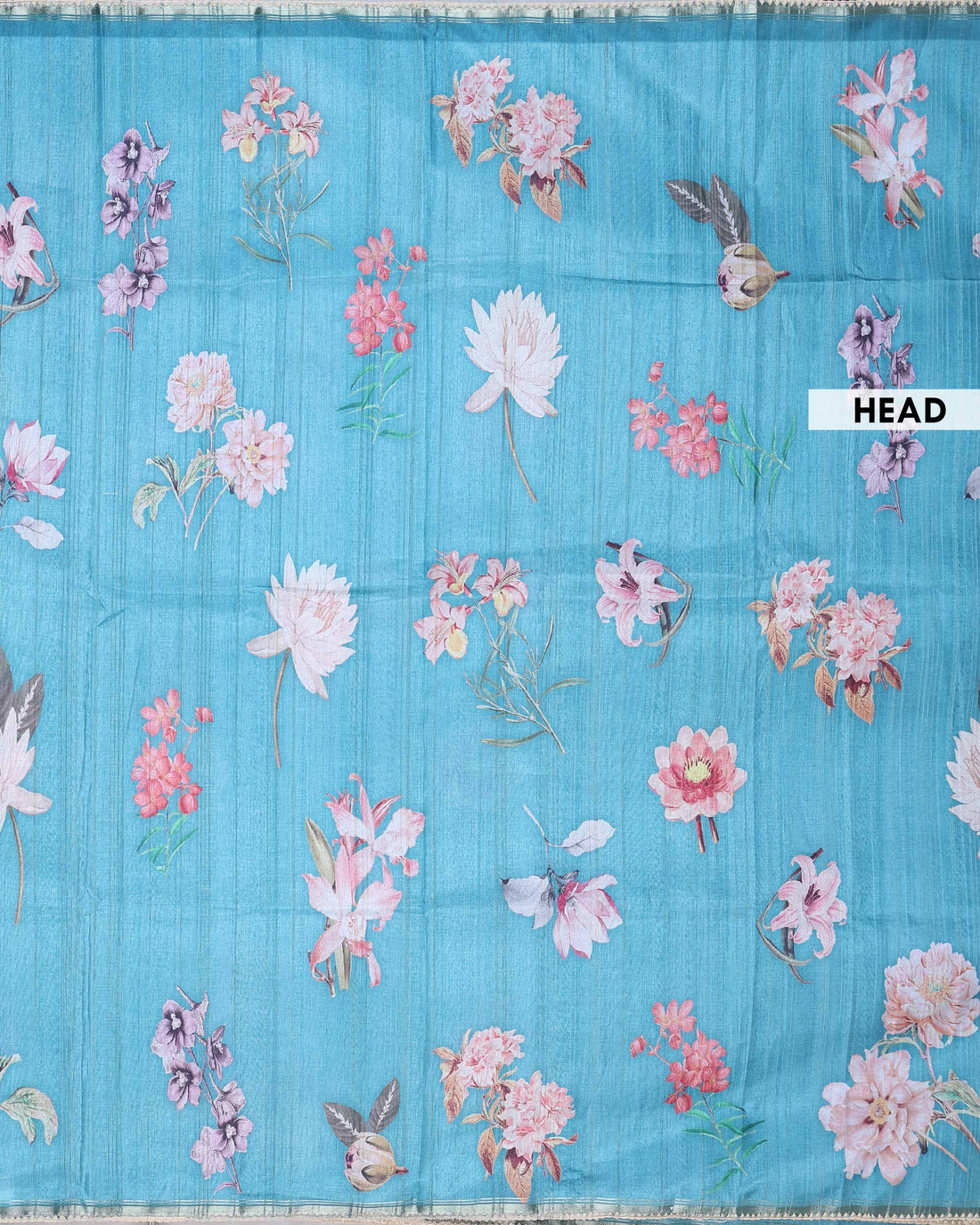 Elegant Floral Printed Semi Tussar Saree with Soft Textured Weave and Delicate Border - Sky Blue