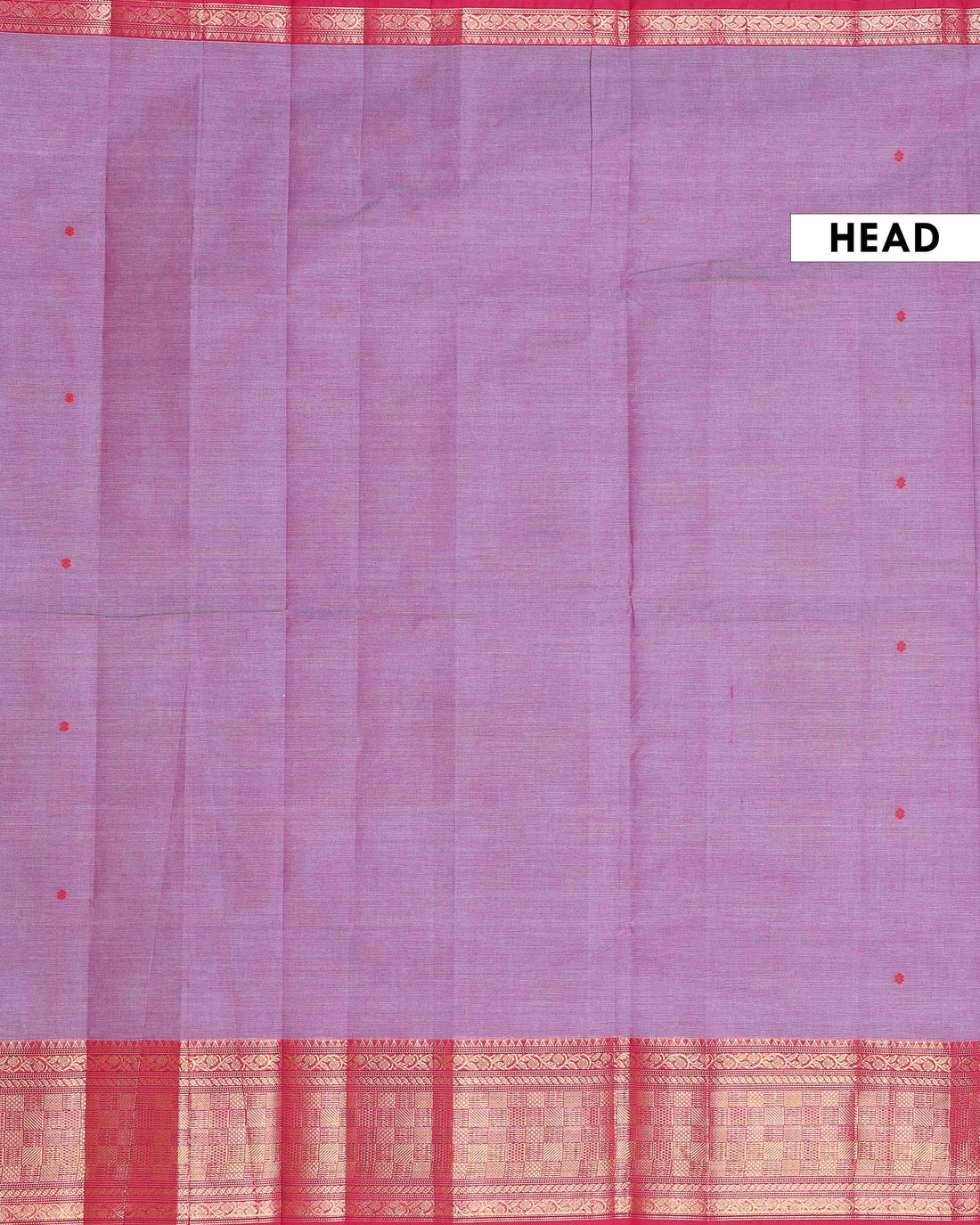 Traditional Handwoven Chettinad Cotton Saree with All Over Checks Ornate Zari Border Detailing - Purple