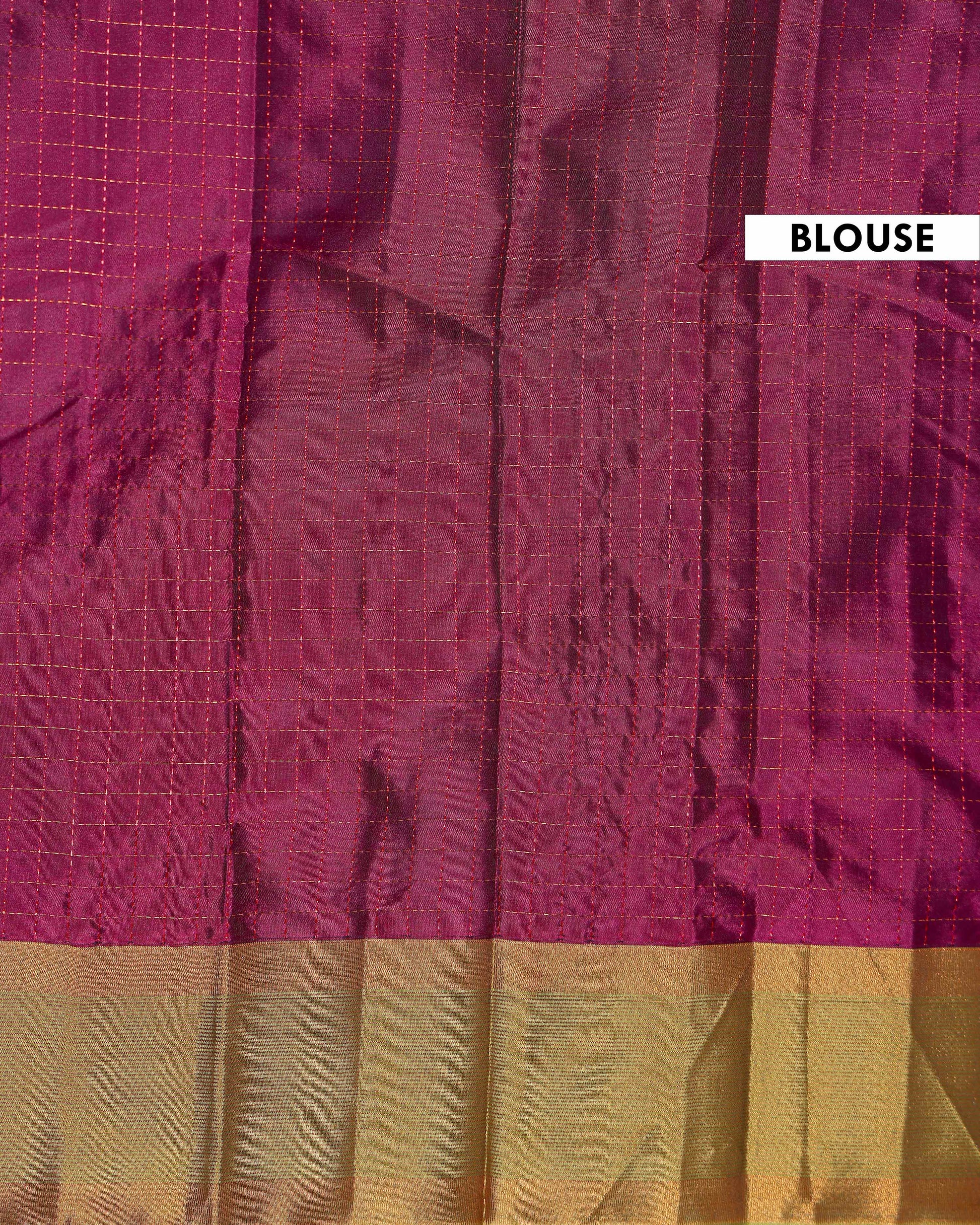 JCT_7294Handloom Soft Silk Saree with Intricate Zari Checkered Weaves and Rich Woven Border - Purple-blouse