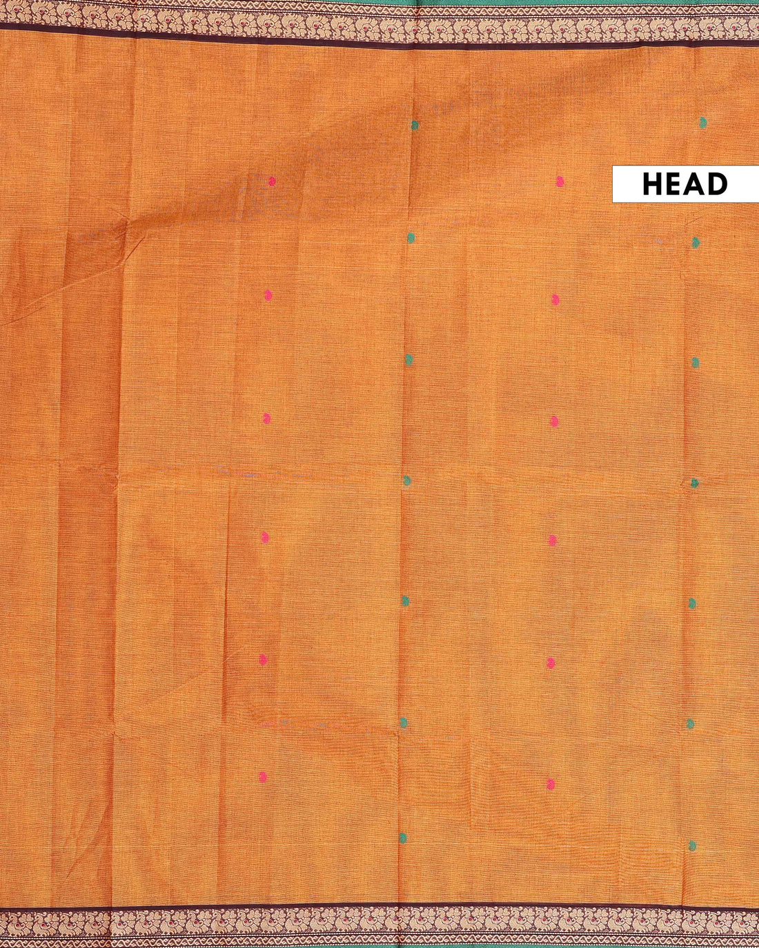 Traditional Chettinad Cotton Saree with Traditional Floral Zari Border  - Orange