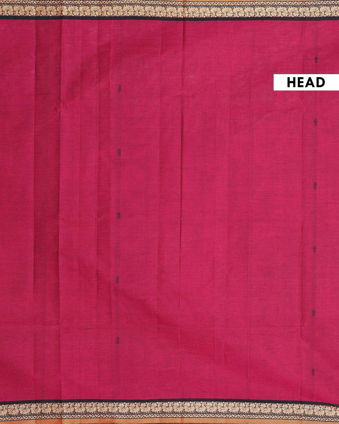 Traditional Chettinad Cotton Saree with Traditional Floral Zari Border  - Dark Pink