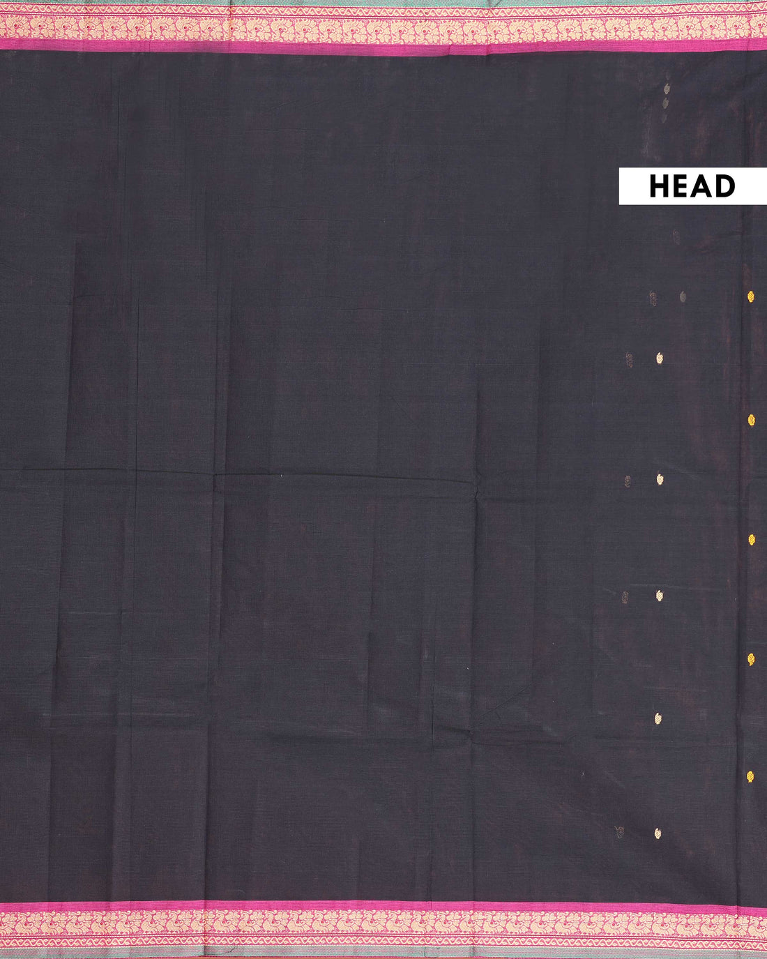 Traditional Chettinad Cotton Saree with Traditional Peacock Motif Border and Butta Designs - Black