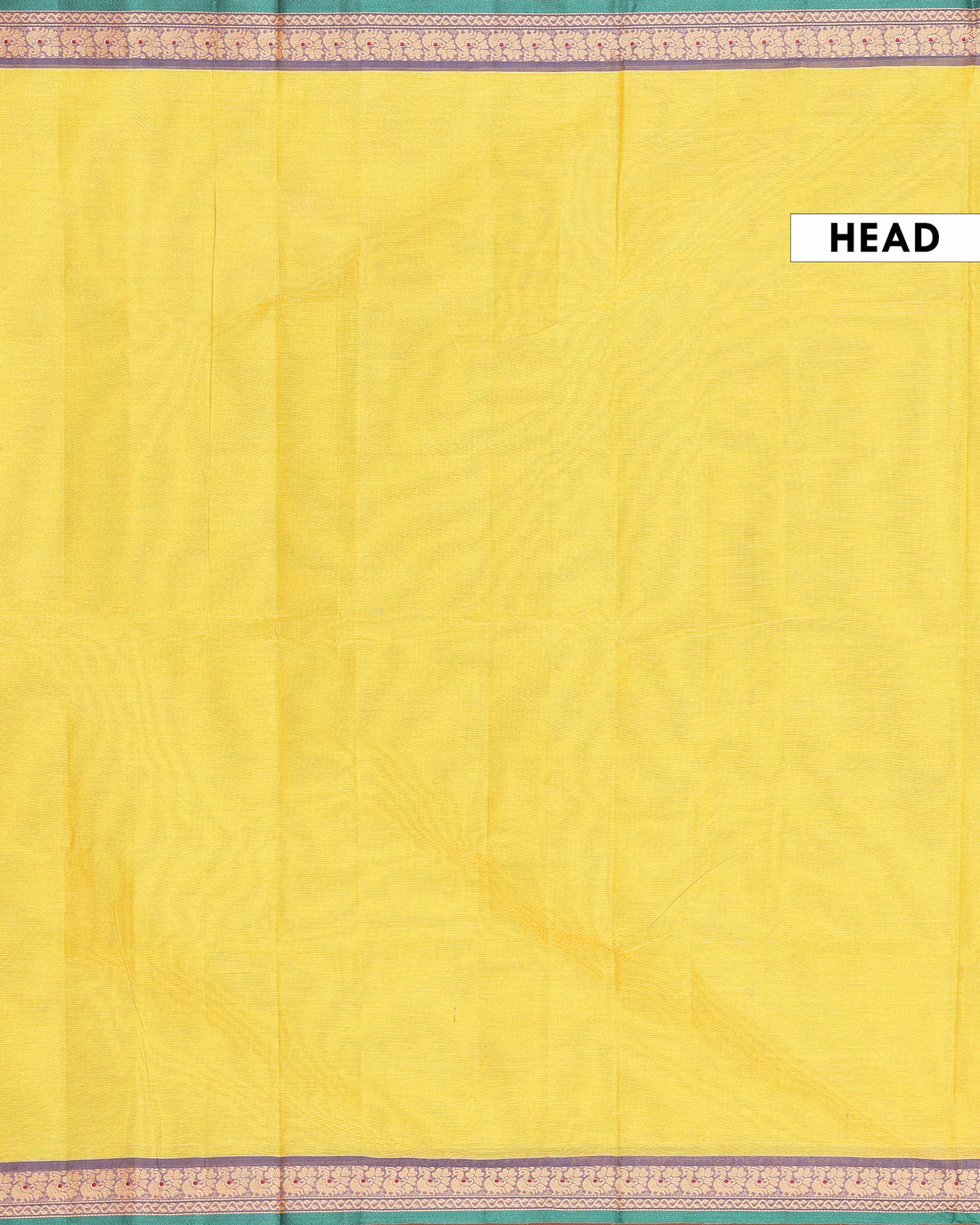 Traditional Chettinad Cotton Saree with Traditional Peacock & Floral Zari Border - Yellow