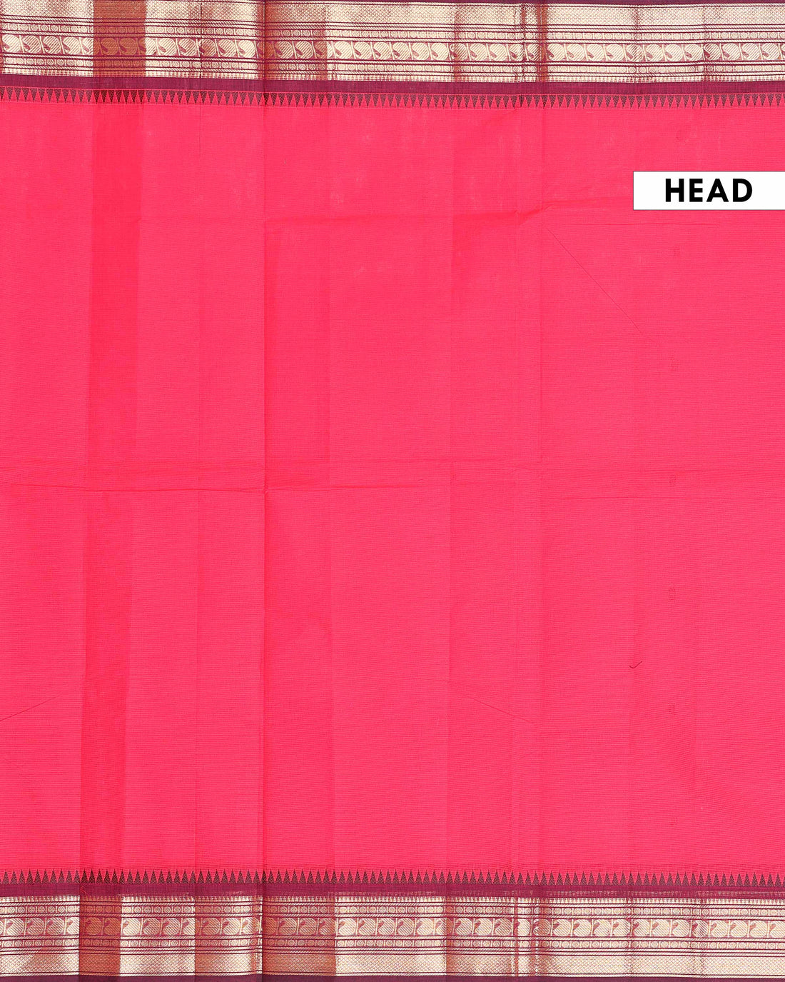 Traditional Chettinad Cotton Saree with Classic Solid Weave and Contrasting Zari Border - Pink