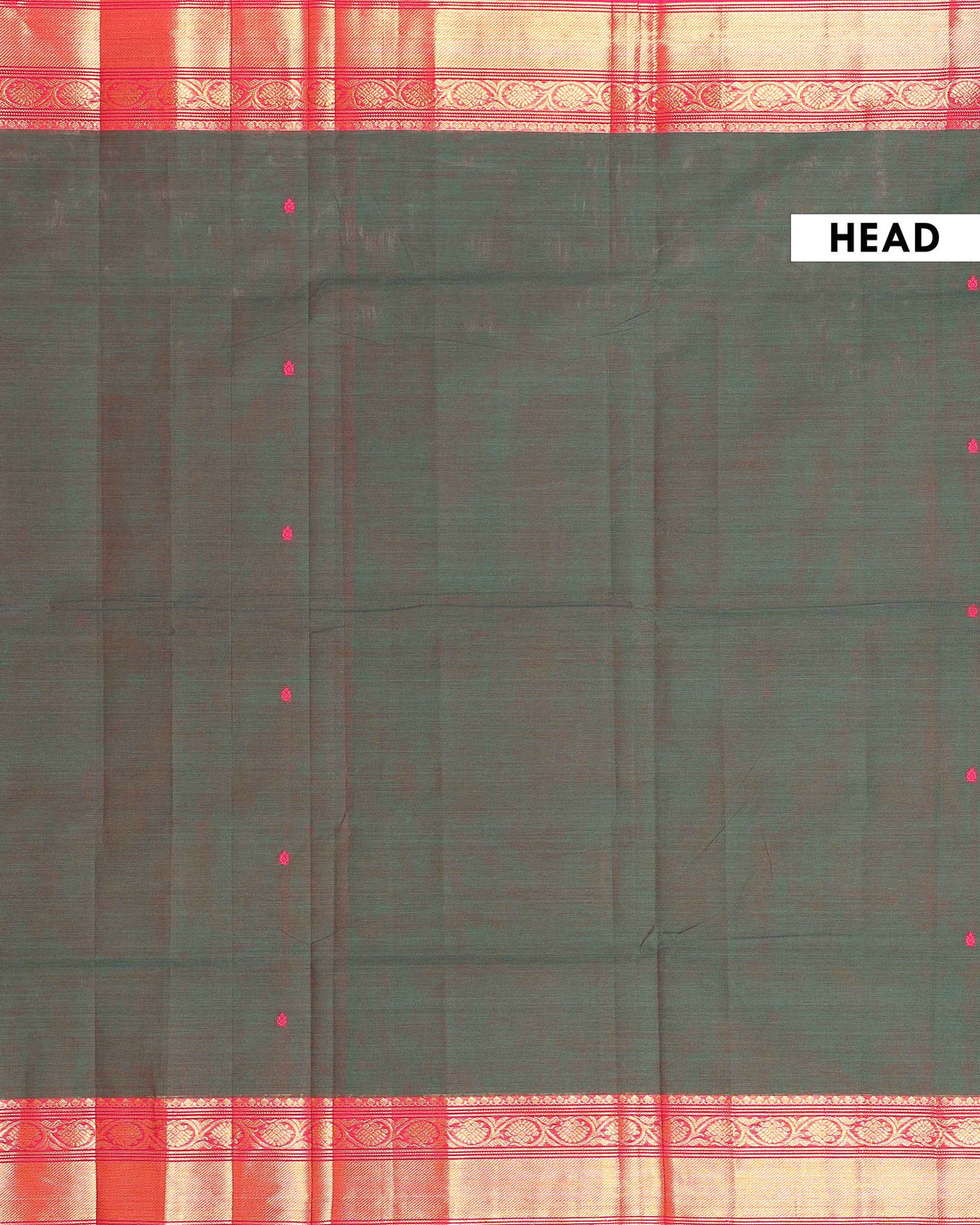 Traditional Chettinad Cotton Saree with Intricate Zari Woven Border and Subtle Butti Motifs - Green