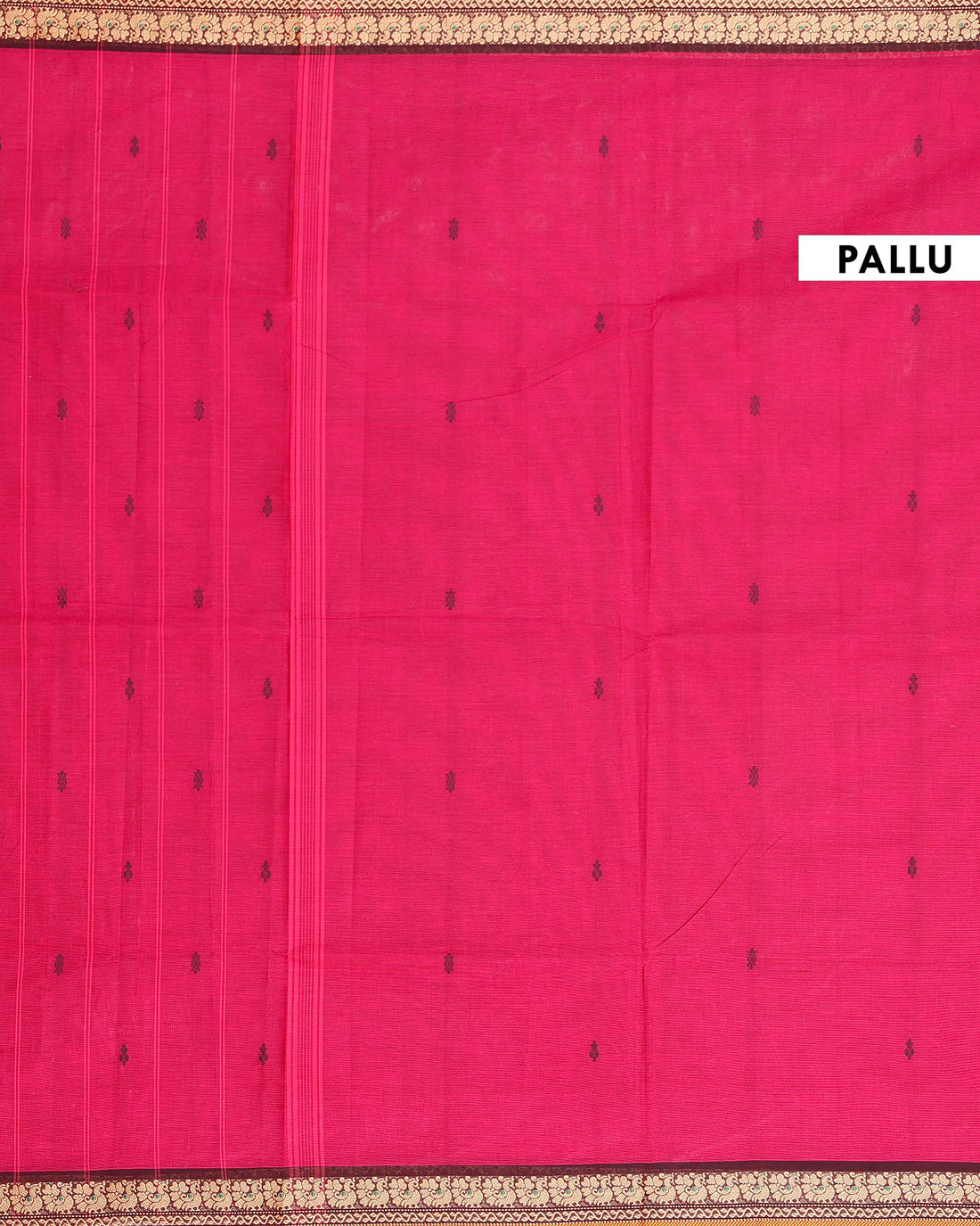 Traditional Chettinad Cotton Saree with Traditional Peacock Motif Border and Butta Design - Pink