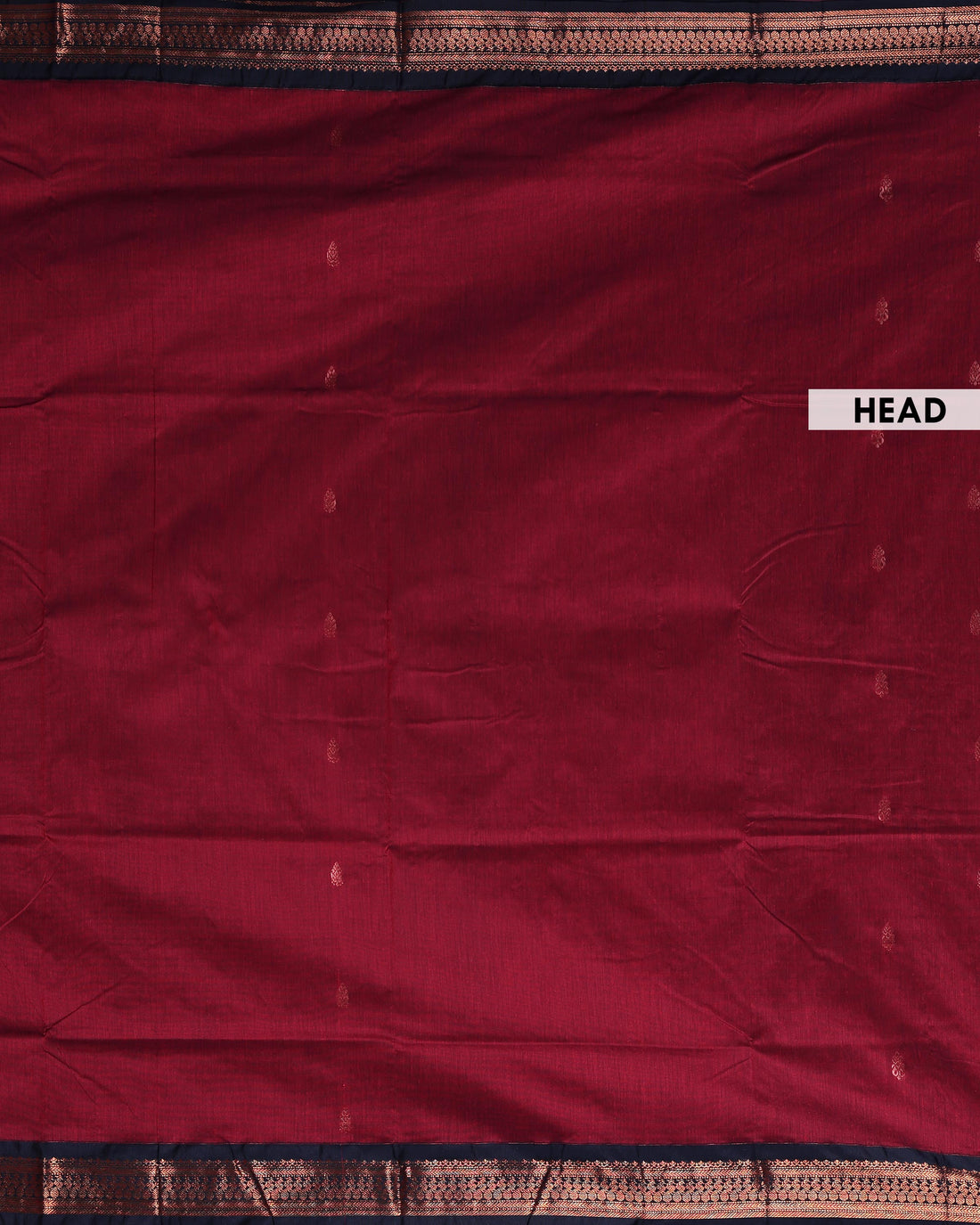 Traditional Kalyani Cotton Saree with Traditional Zari Woven Border and Elegant Temple Motif Detailing - Maroon