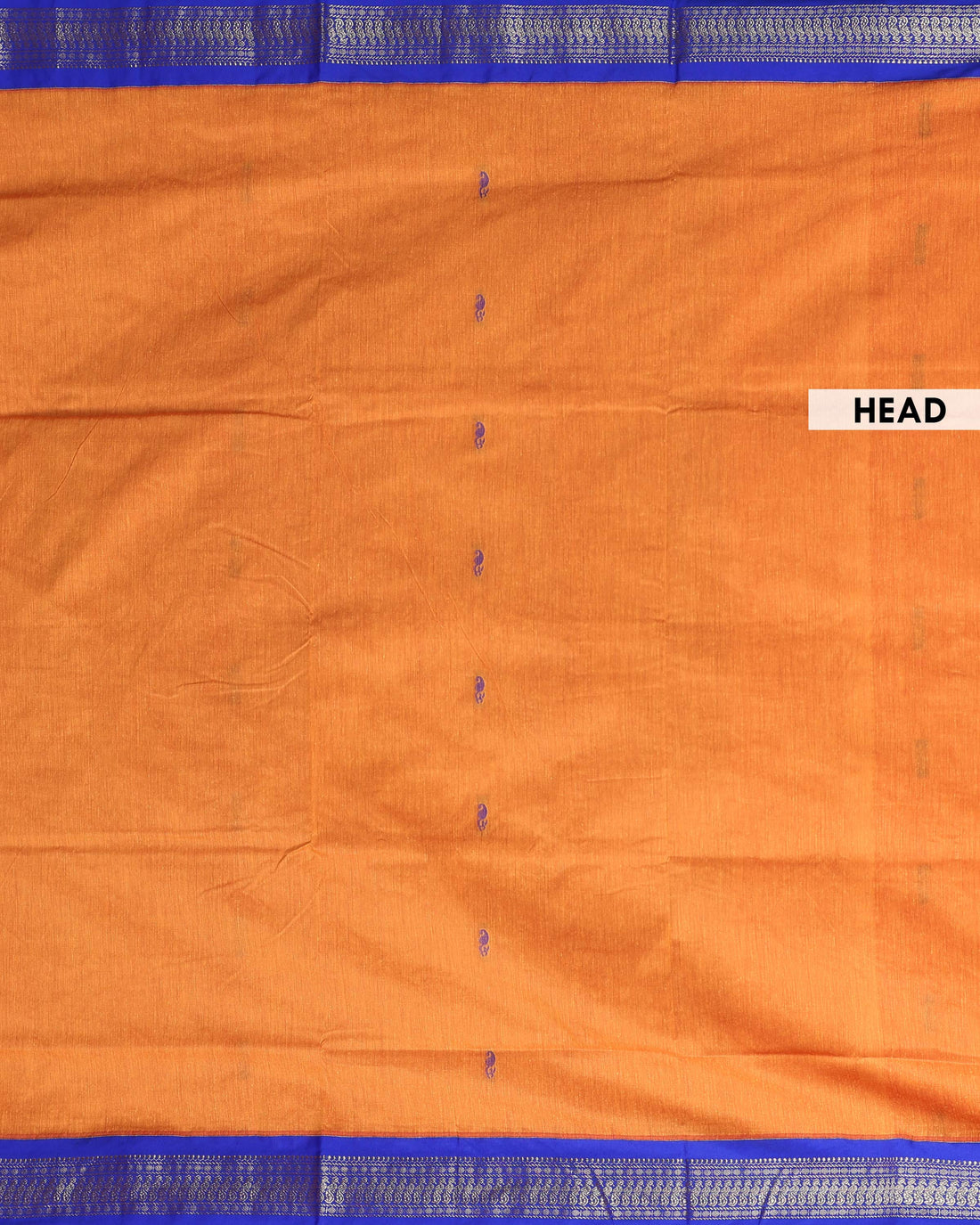 Traditional Kalyani Cotton Saree with Woven Zari Border and Elegant Temple Inspired Motifs - Orange