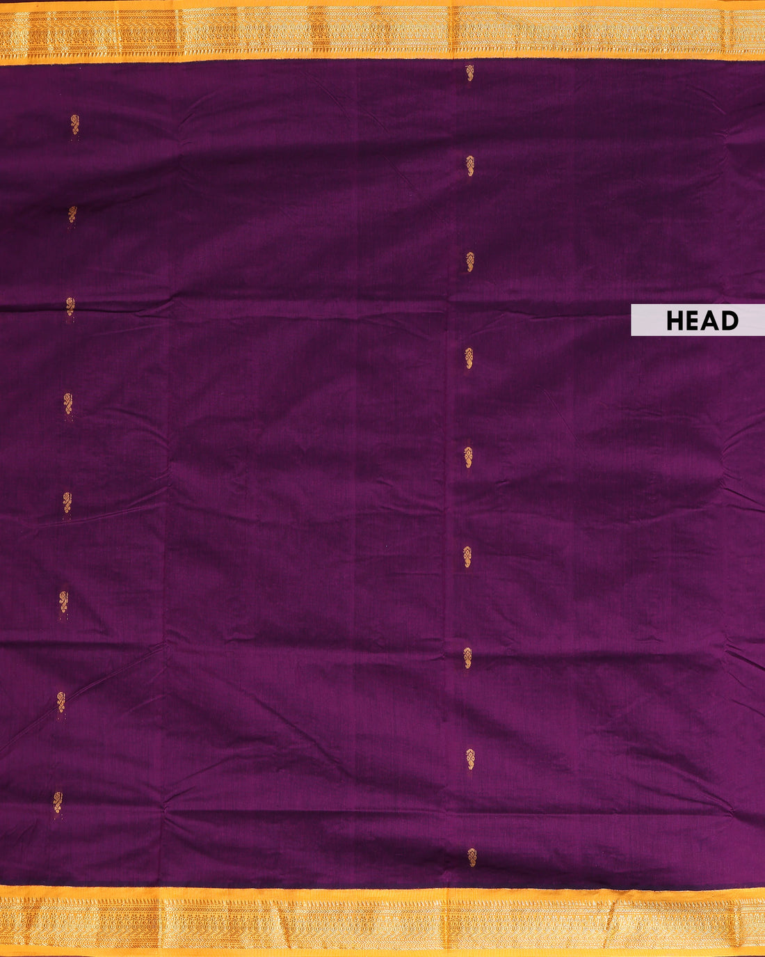 Traditional Kalyani Cotton Saree with Traditional Gold Zari Border and Elegant Woven Butta Detailing - Dark Purple