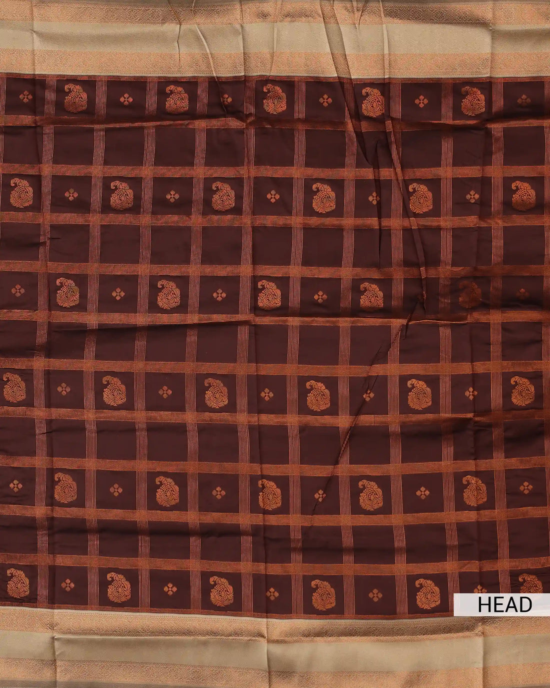 Litchi Silk Saree for Women with Traditional Woven Checks Floral Motifs Contrast Zari Border and Tasselled Pallu - Dark Maroon