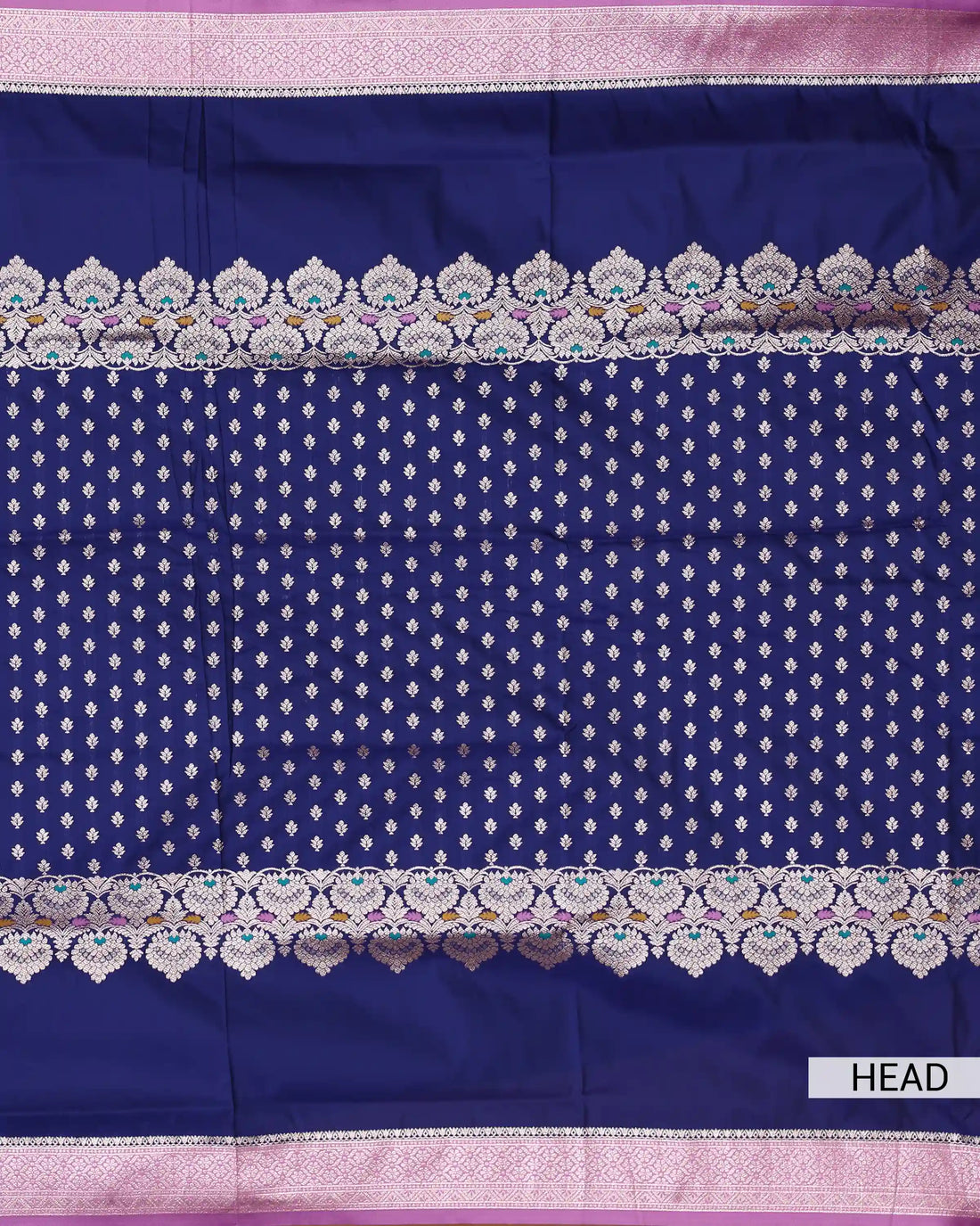 Litchi Silk Saree for Women with Intricate Floral Weave Traditional Zari Border and Detailed Pallu - Blue