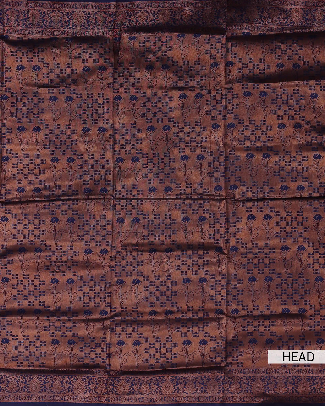 Litchi Silk Saree for Women with Intricate Woven Checks Traditional Floral Motifs and Ornate Floral Zari Border - Purple