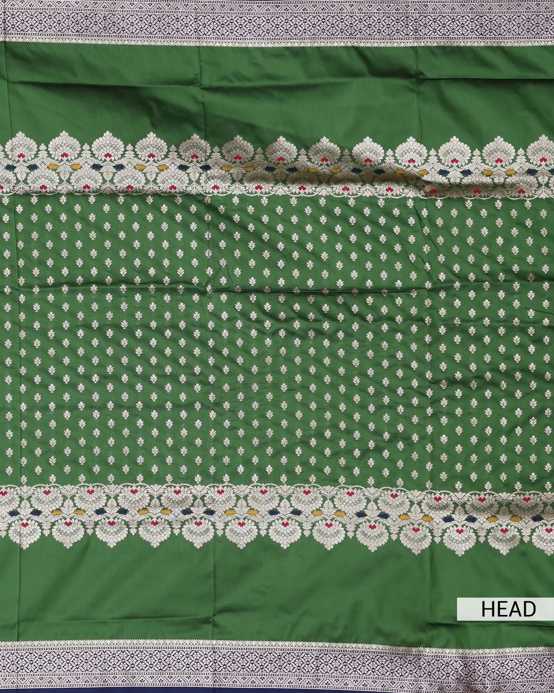 Litchi Silk Saree for women with Intricate Floral Border Woven Floral Motifs and Traditional Designer Pallu - Green