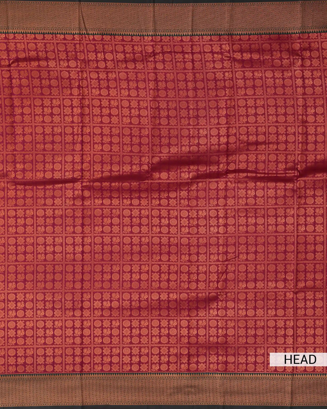 Litchi Silk Saree for Women with Checked Pattern Intricate Peacock Motifs and Traditional Woven Zari Border - Magenta