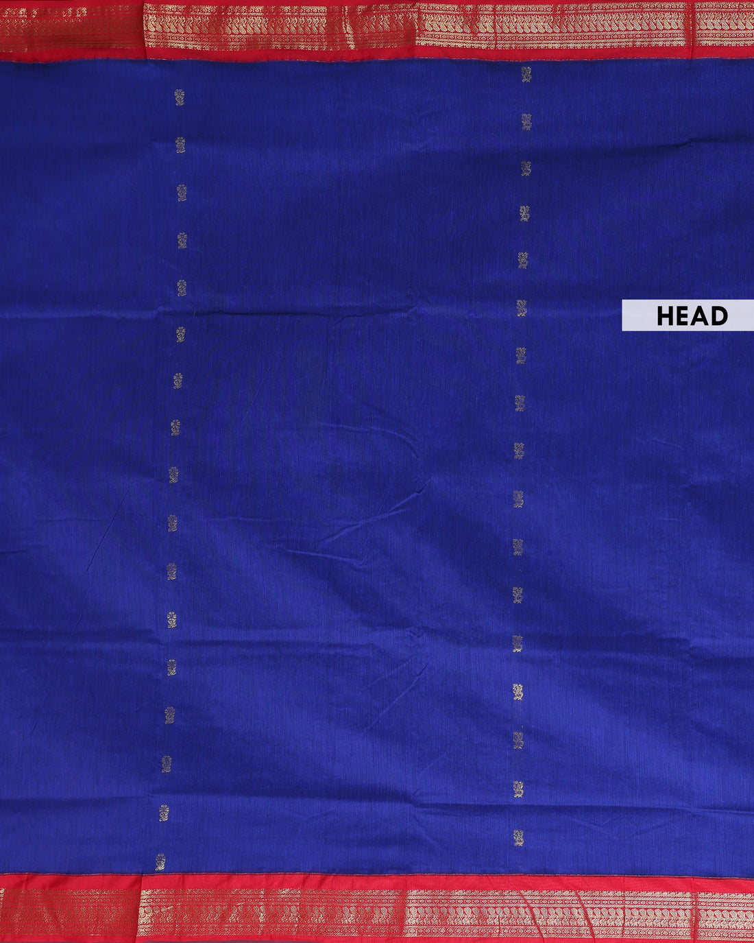 Traditional Kalyani Handwoven Cotton Saree with Traditional Zari Woven Border and Elegant Butta Motifs - Royal Blue