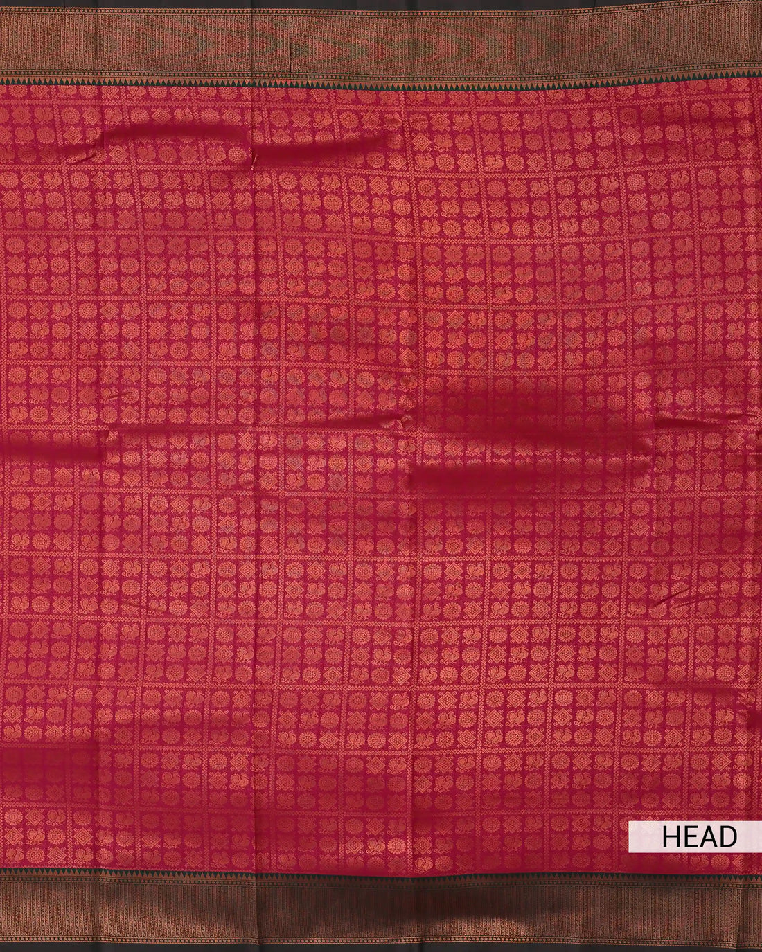 Litchi Silk Saree for Women with Checked Pattern Intricate Peacock Motifs and Traditional Woven Zari Border - Deep Magenta