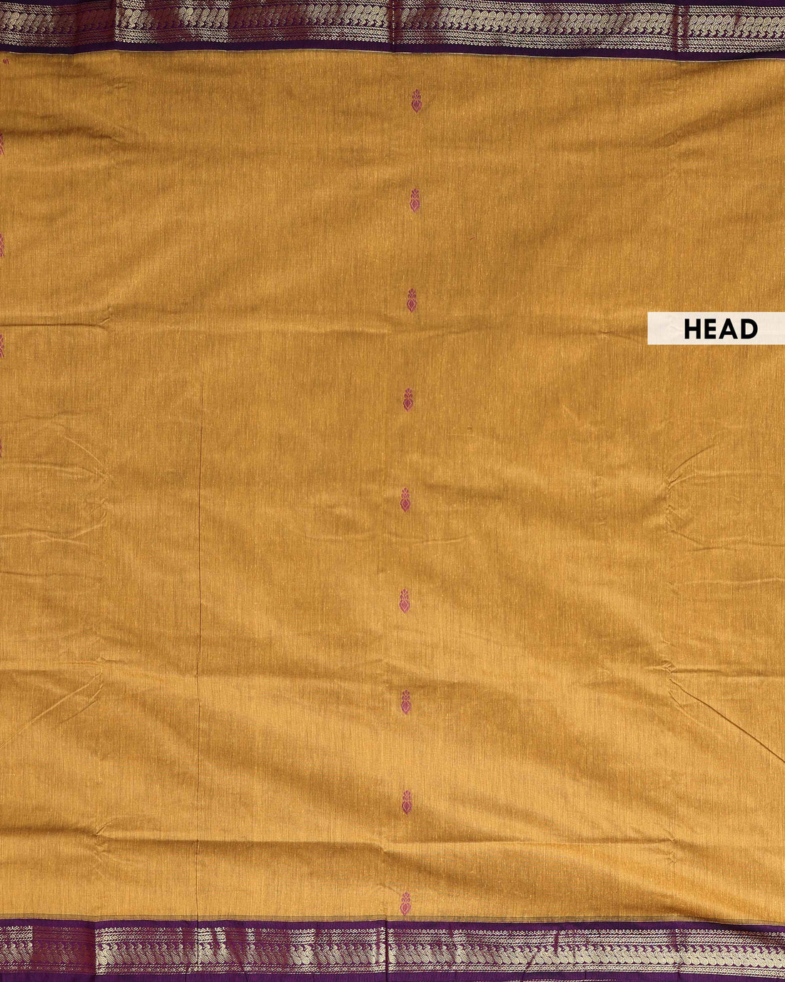 Traditional Kalyani Cotton Saree with Traditional Woven Zari Border and Intricate Jacquard Pattern - Mustard