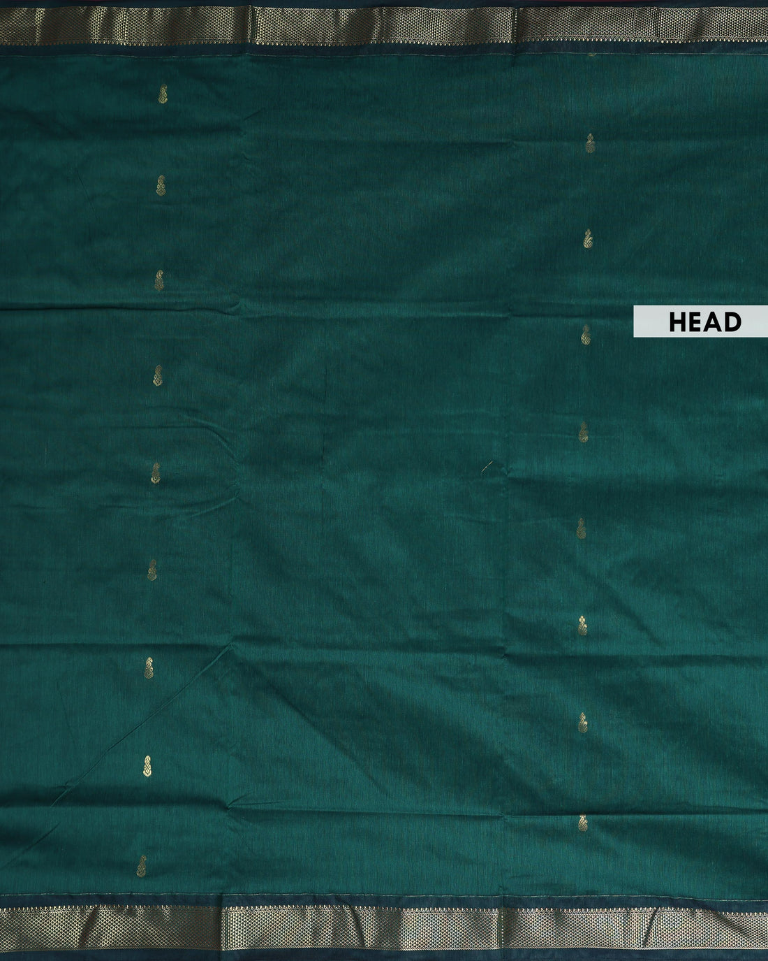 Handloom Kalyani Cotton Saree with Rich Zari Border and Subtle Textured Weave - Dark Green