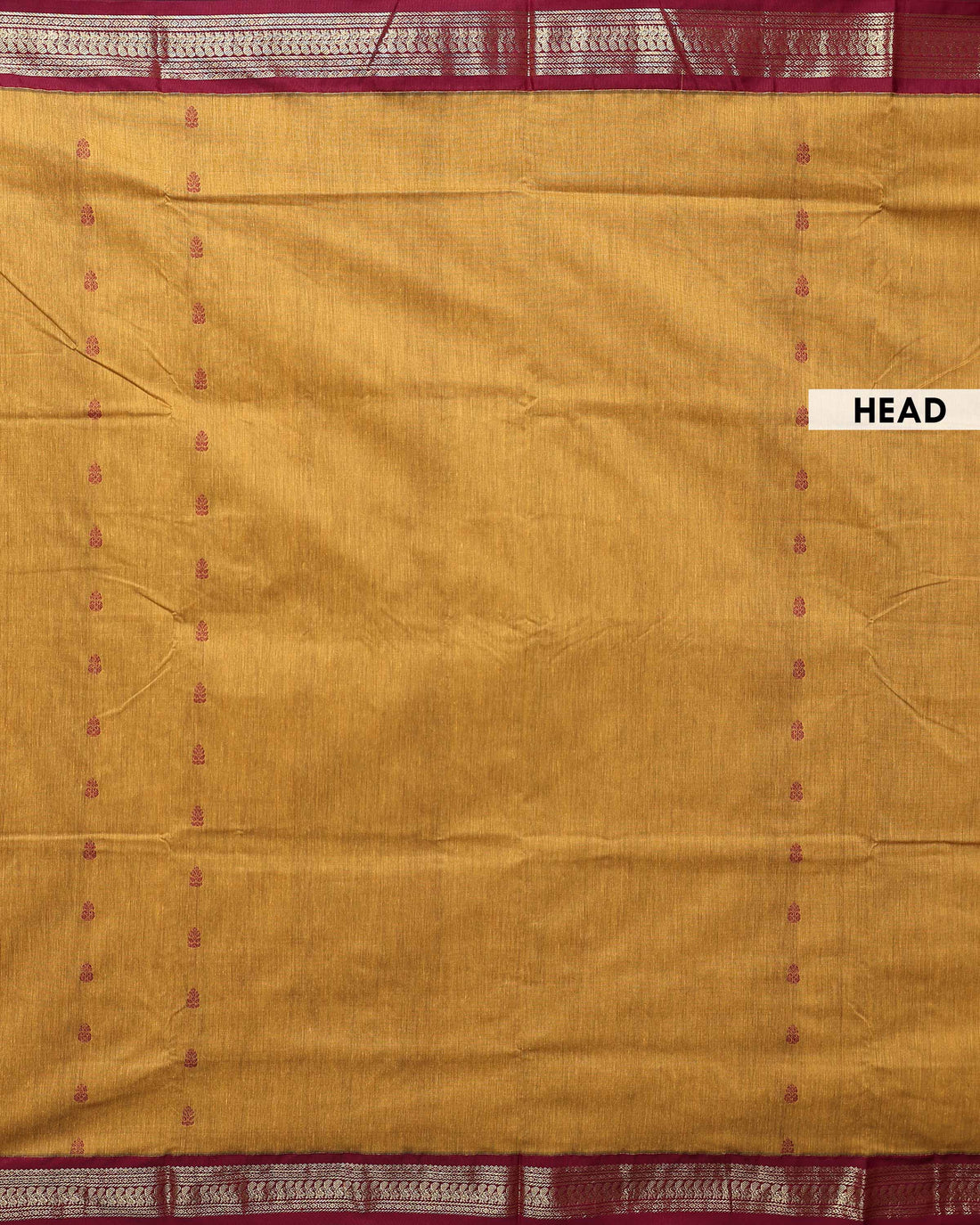 Handloom Kalyani Cotton Saree with Traditional Woven Zari Border and Delicate Butta Motifs - Mustard