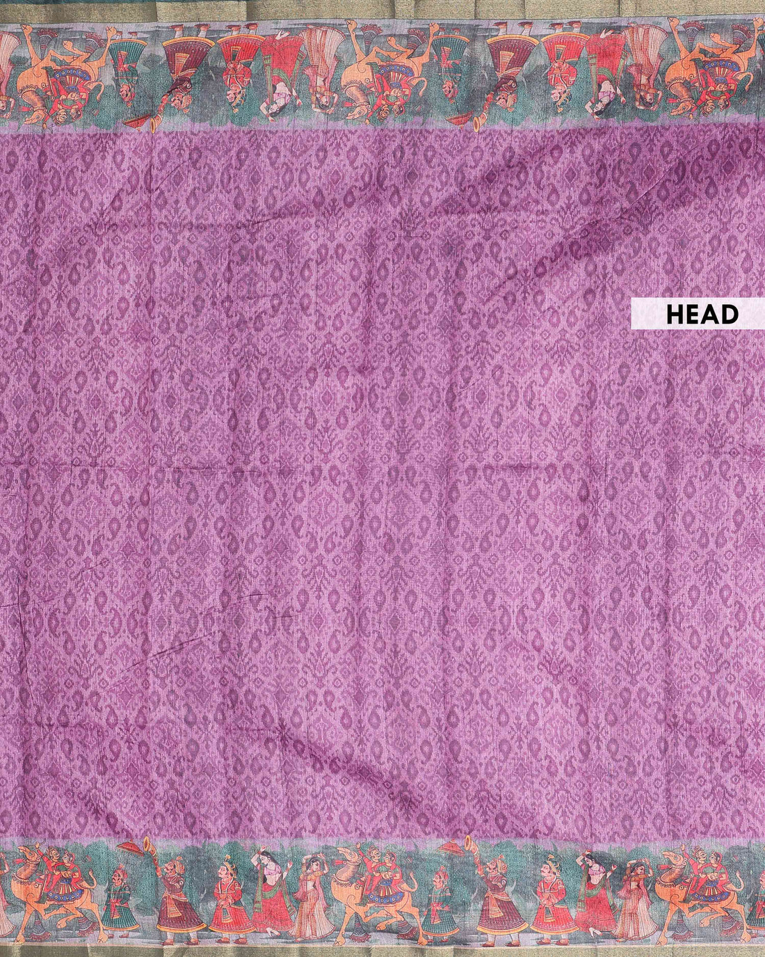 Elegant Semi Silk Saree with Intricate Diamond Pattern and Traditional Border - Lavender