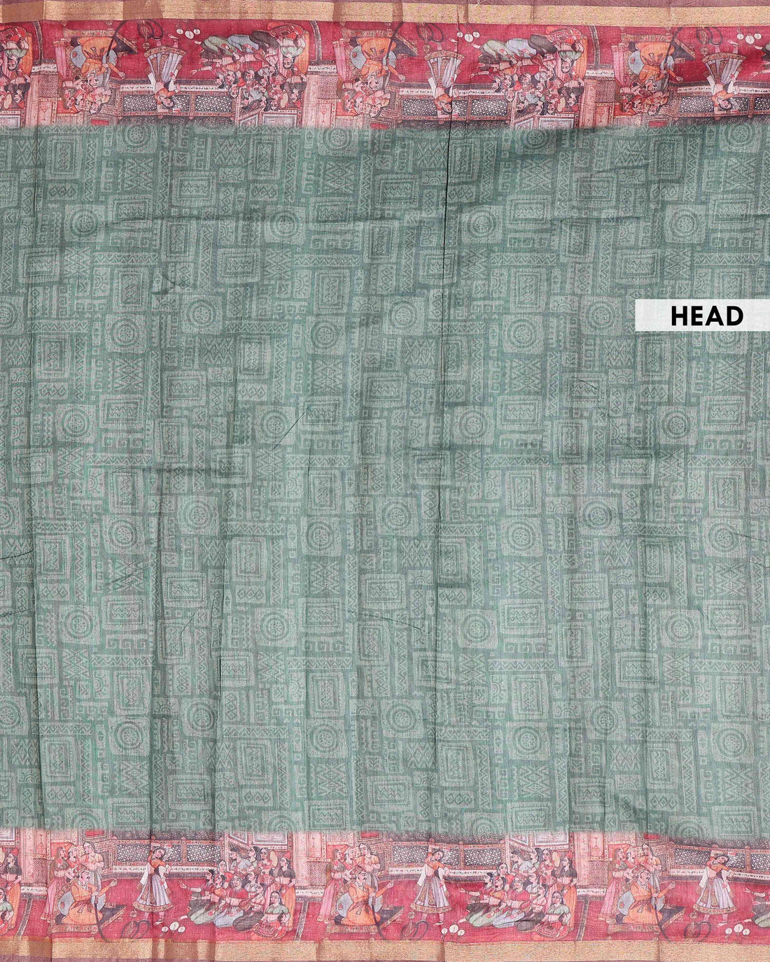 Elegant Semi-Silk Saree with Intricate Printed Border and Pallu - Green