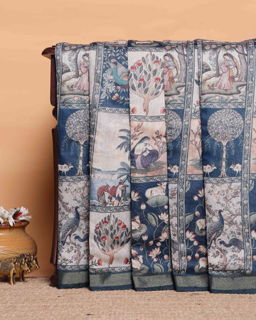 Elegant Digital Print Semi-Silk Saree with Traditional Motifs - Multi