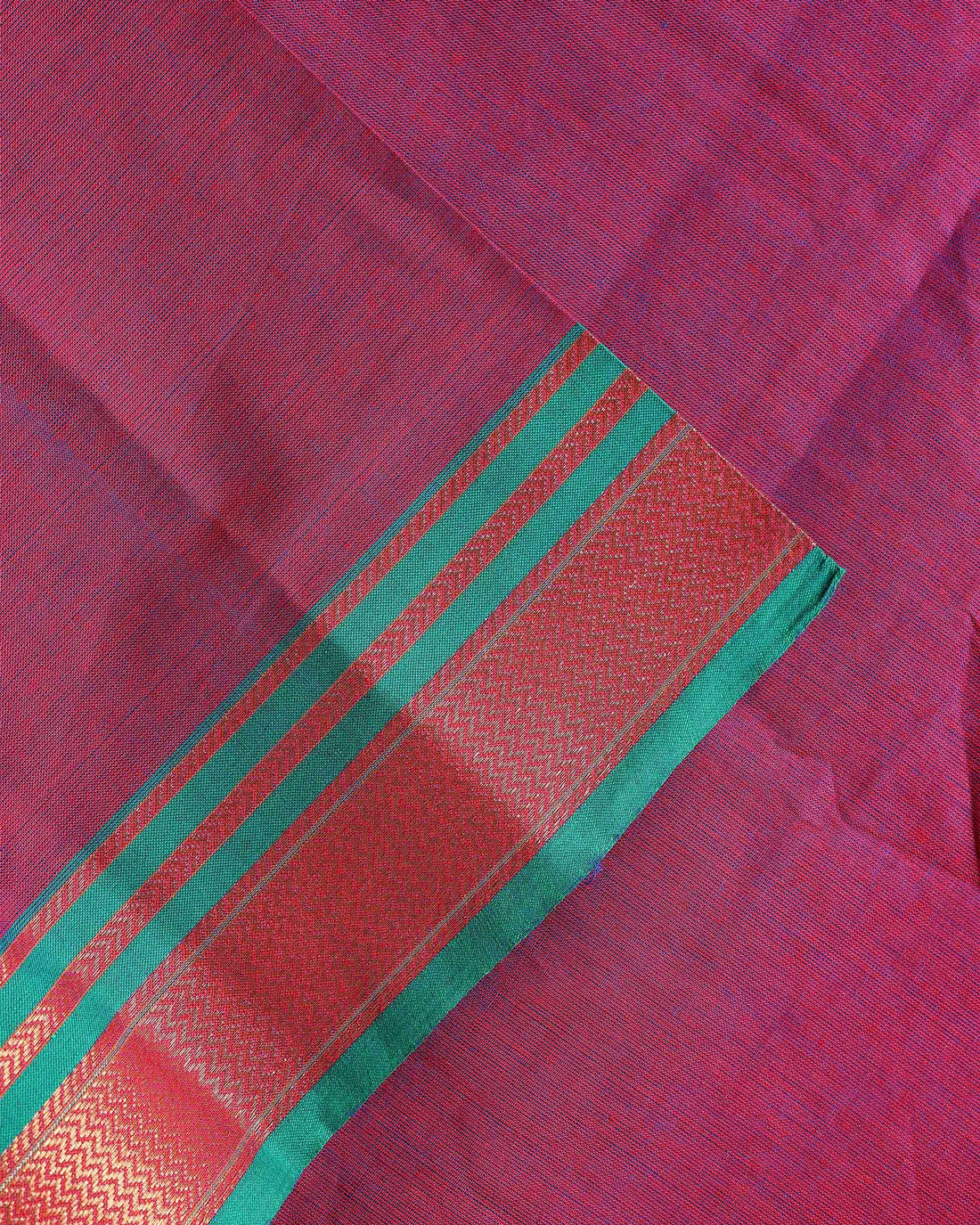 Women's Elegant Mangalagiri Cotton Salwar Material - Top 2.5m, Pant 2m, Dupatta 2.25m with Zari Border - Maroon