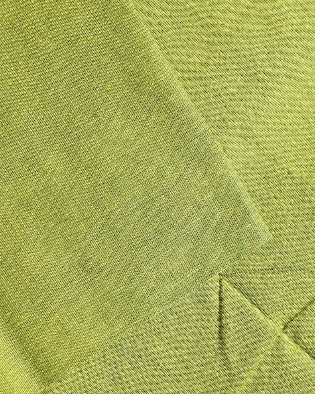 Women's Elegant Mangalagiri Cotton Salwar Material - Top 2.5m, Pant 2m, Dupatta 2.25m with Temple Border - Green