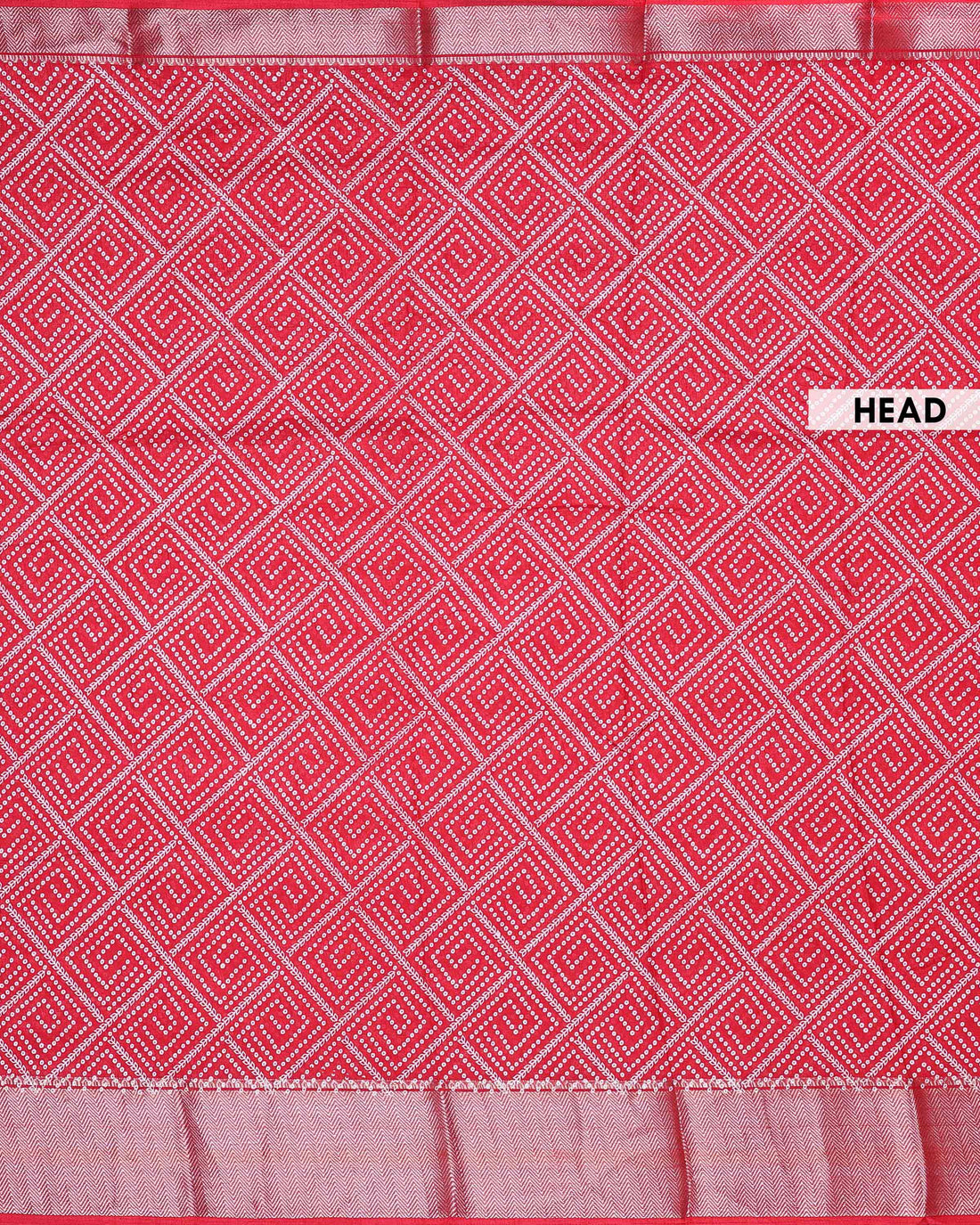 Elegant Dola Silk Saree with All-Over Diamond Bandhani Inspired Motifs and Elegant Woven Border  - Red