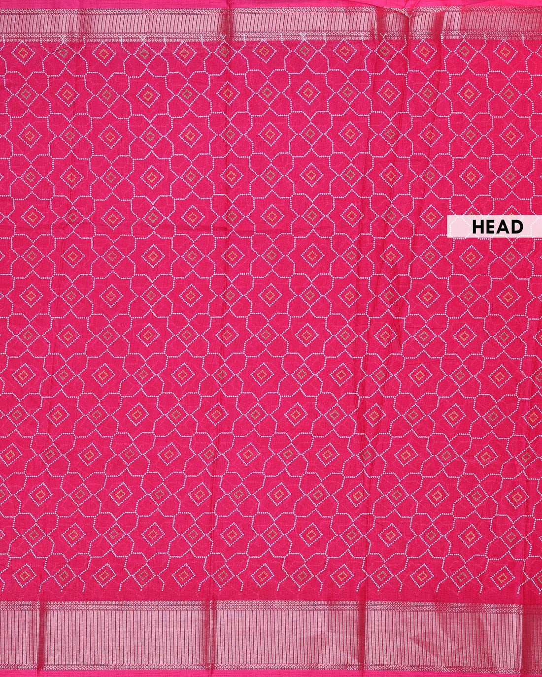 Elegant Dola Silk Saree with All-Over Geometric Bandhani Inspired Motifs and Traditional Woven Border - Pink