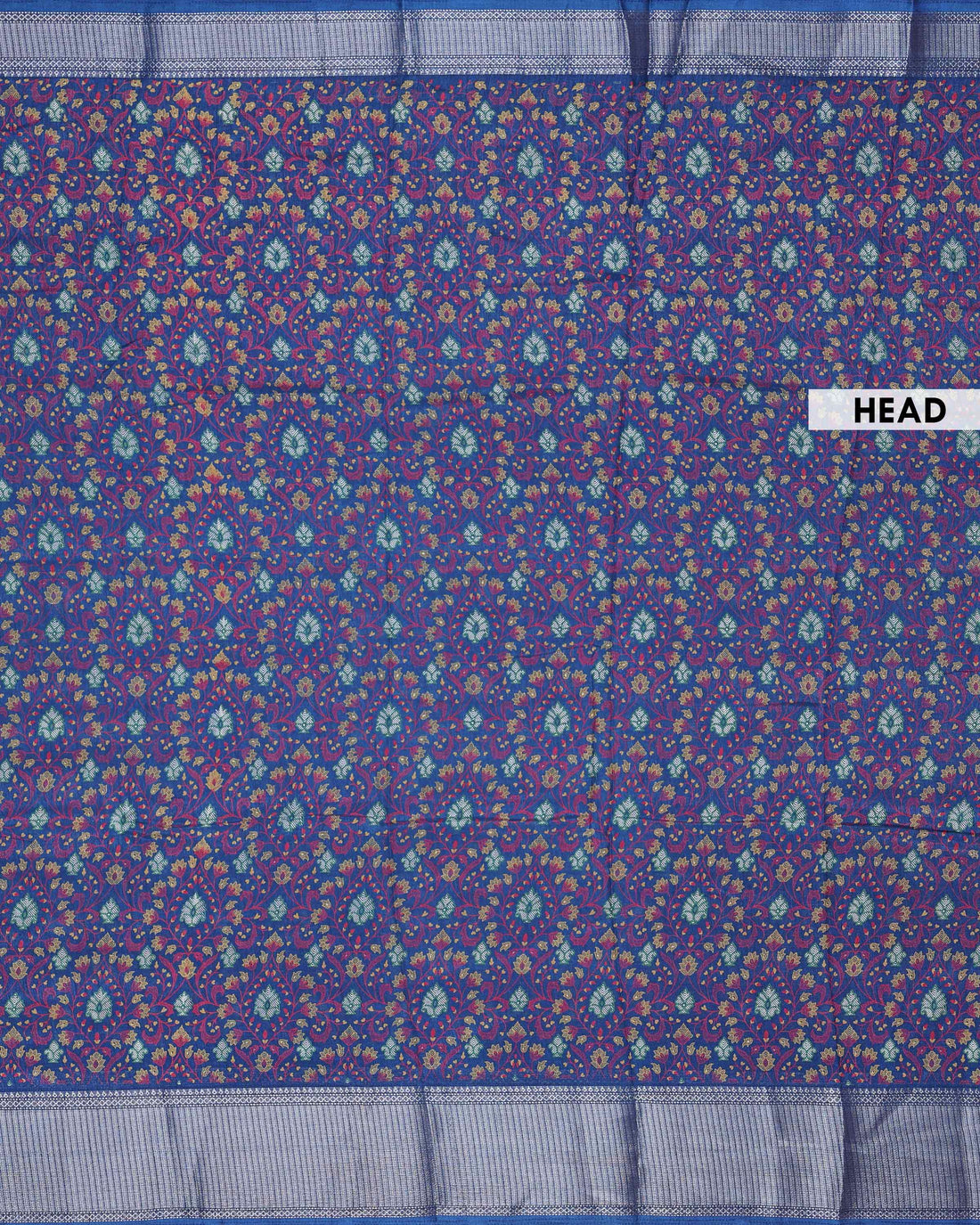 Elegant Dola Silk Saree with All Over Traditional Floral Paisley Vine Motifs and Rich Intricately Woven Zari Border - Blue