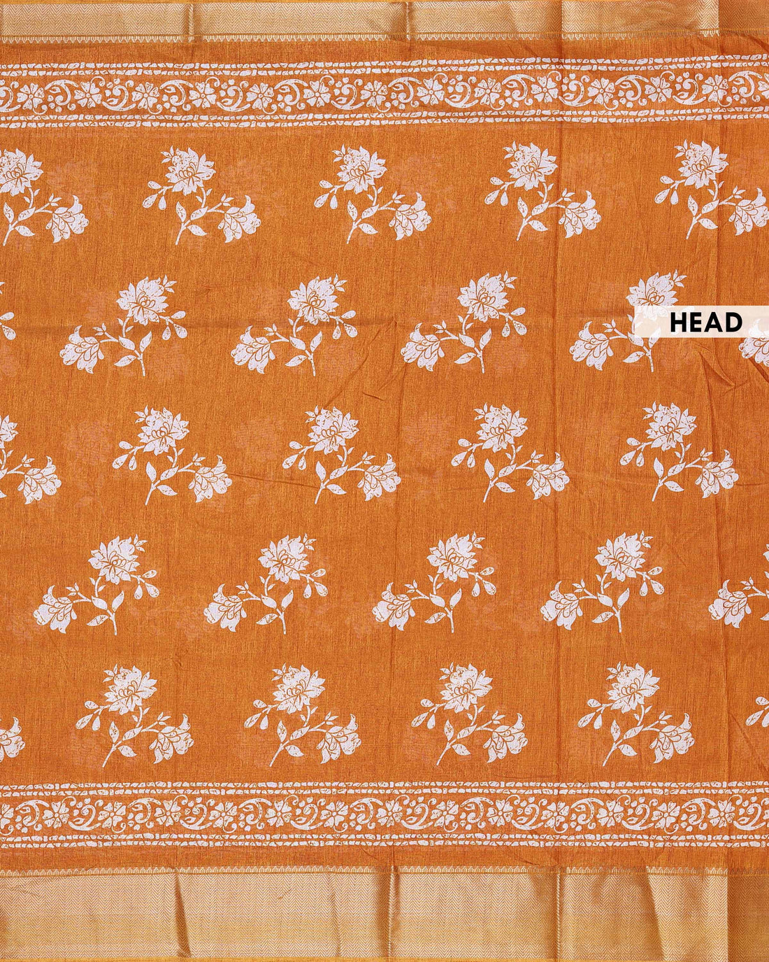 Elegant Dola Silk Saree with Graceful Floral Vine Pattern and Decorative Ethnic Woven Border - Orange